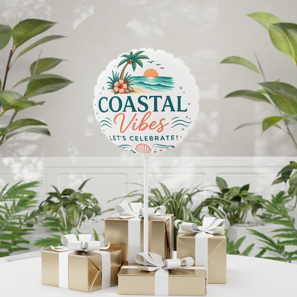 Coastal Vibes 11" Round Balloon — Beach Sunset Party Decor