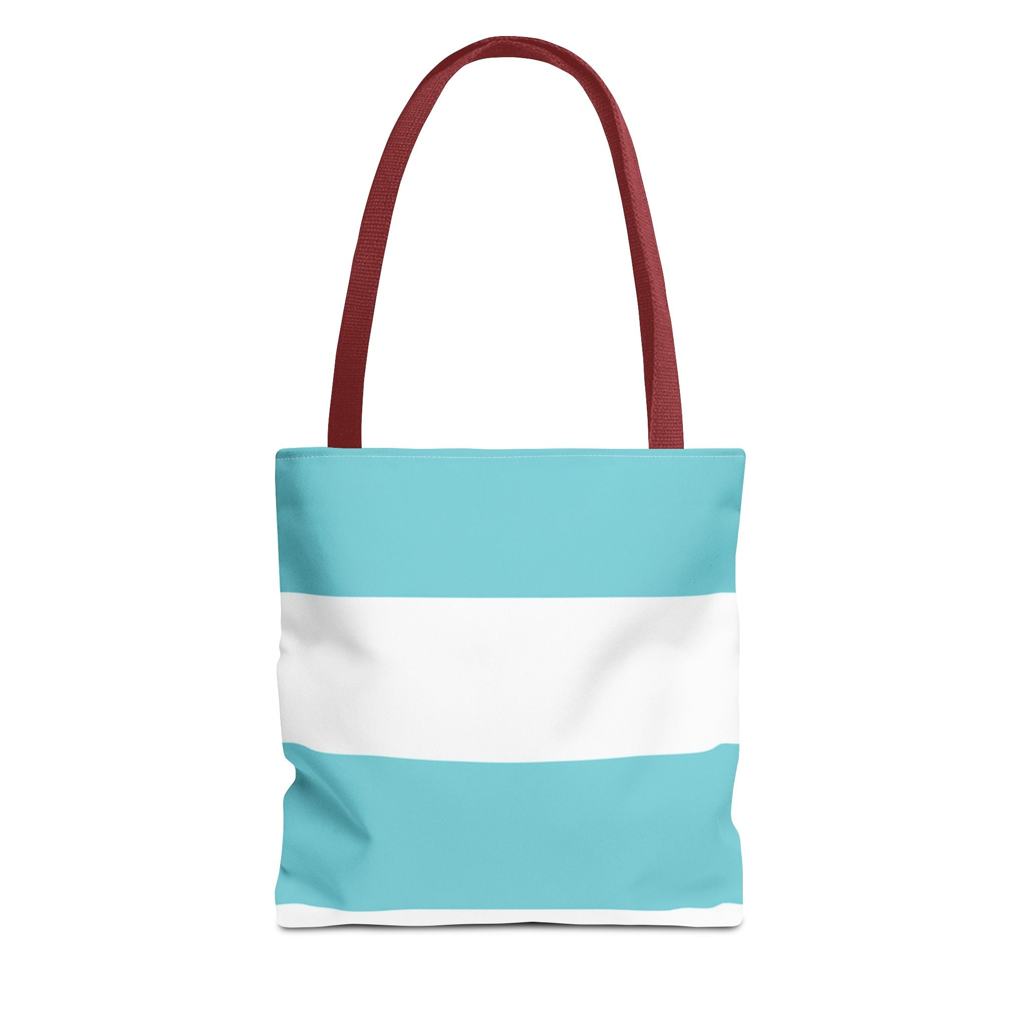 Striped Aqua & White Tote Bag — Beachy Everyday Shoulder Tote