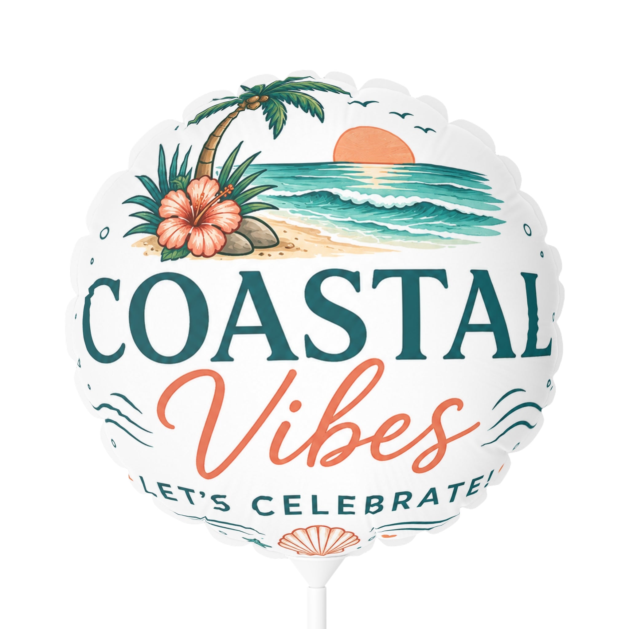 Coastal Vibes 11" Round Balloon — Beach Sunset Party Decor