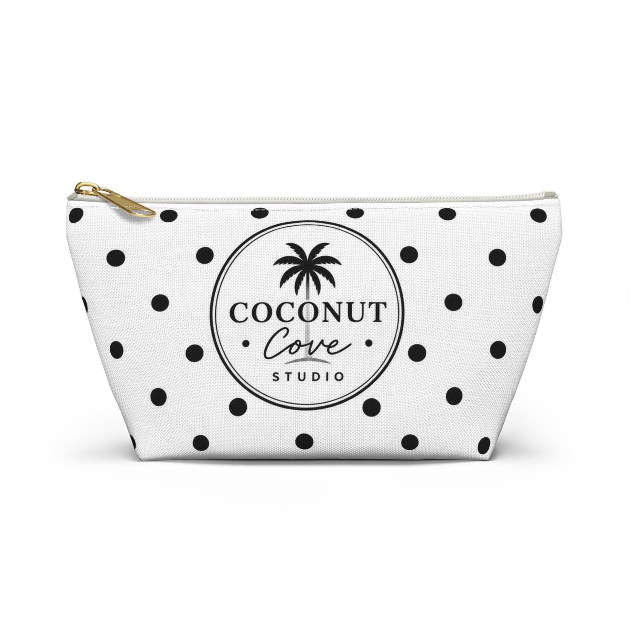 Coconut Cove Polka Dot Accessory Pouch — T‑Bottom Cosmetic Bag