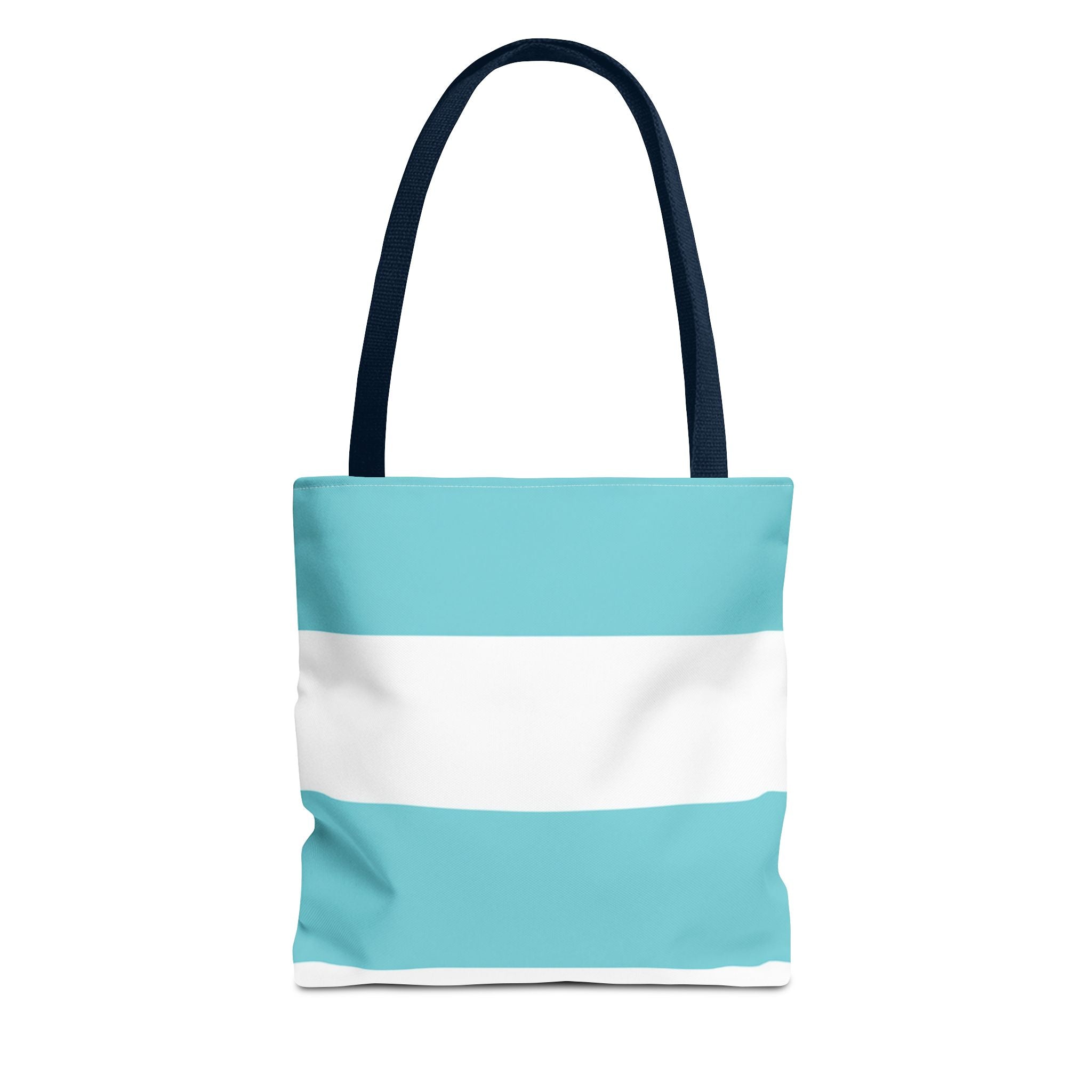 Striped Aqua & White Tote Bag — Beachy Everyday Shoulder Tote