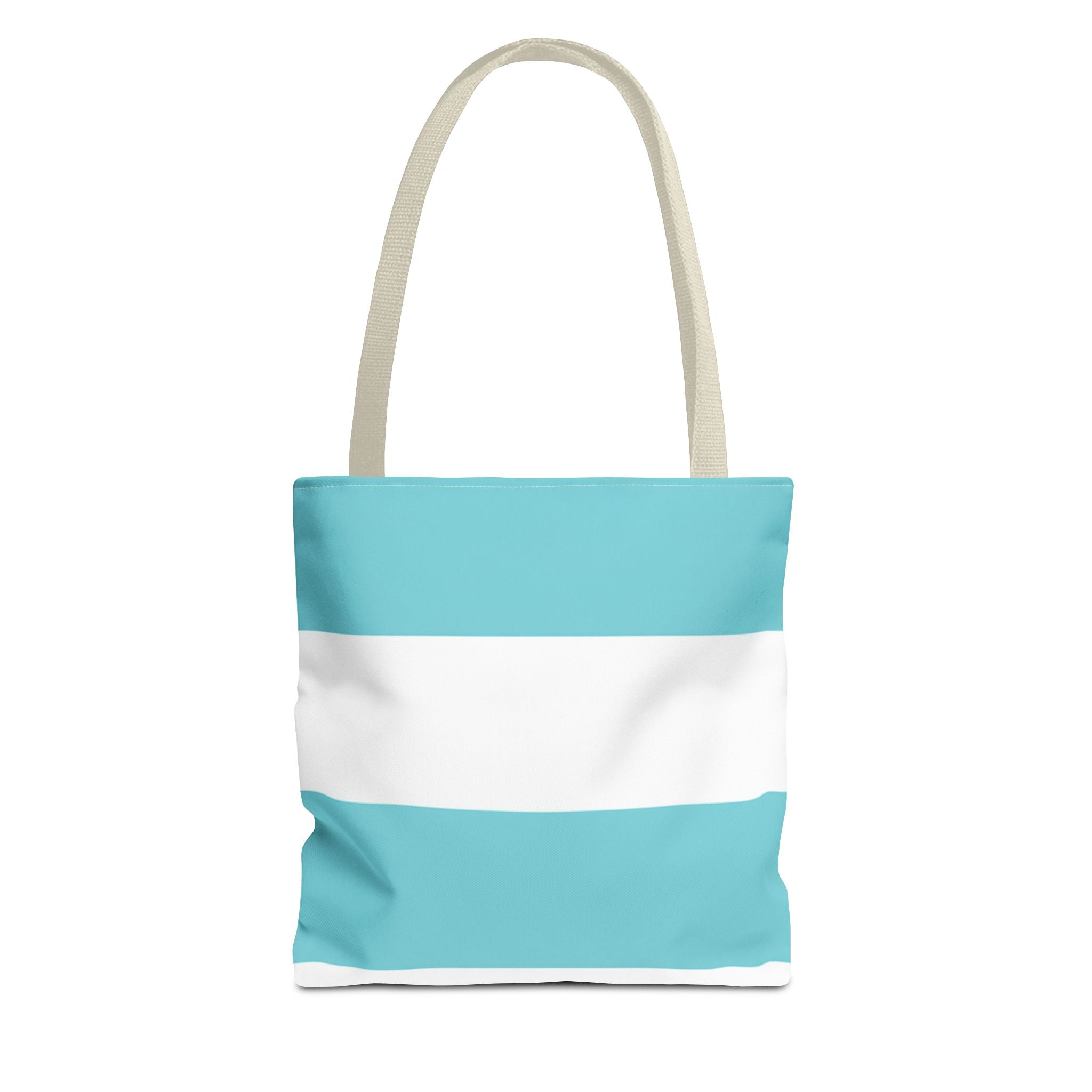 Striped Aqua & White Tote Bag — Beachy Everyday Shoulder Tote