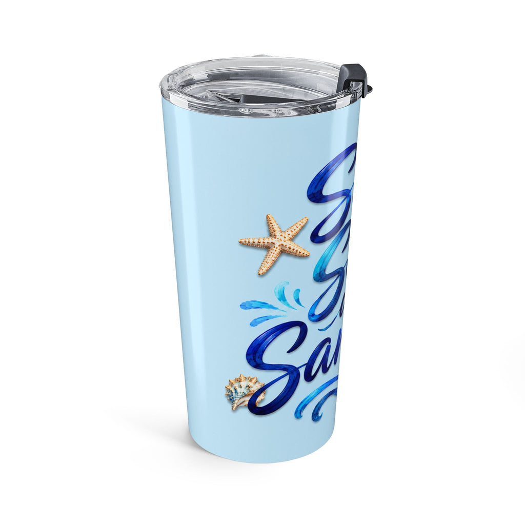 20oz Tumbler - "Sun, Sand and Sangria" Beach Travel Mug, Insulated Stainless Steel Cup