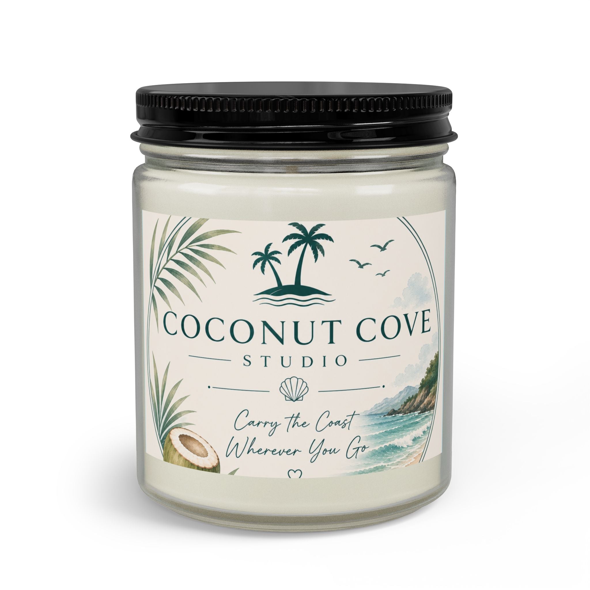 Coconut Cove Scented Candle Set with Matches & Wick Trimmer