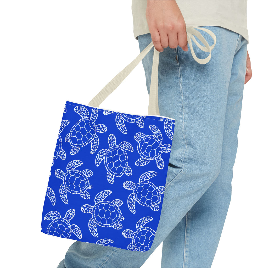 Sea Turtle Pattern Tote Bag — Blue Ocean Reusable Beach Bag
