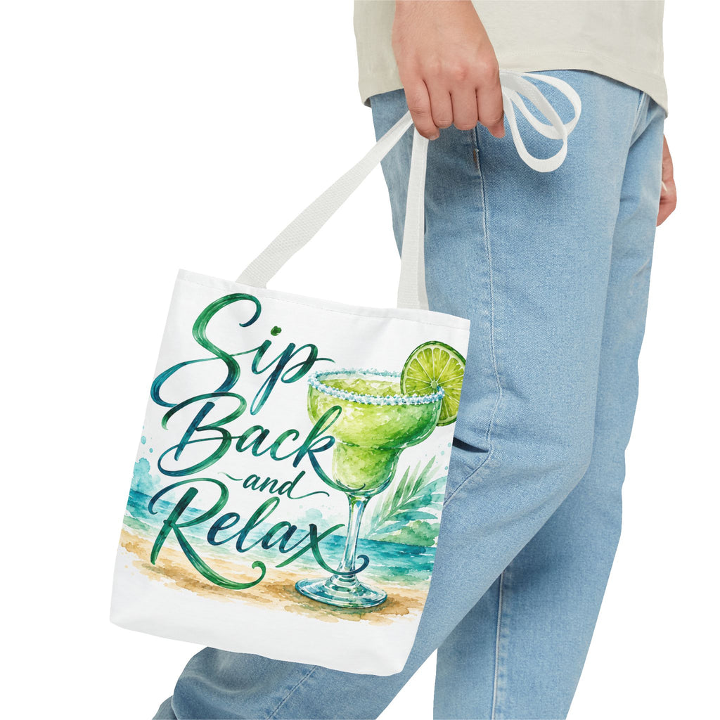Sip Back and Relax Tote Bag — Margarita Beach Drink Print