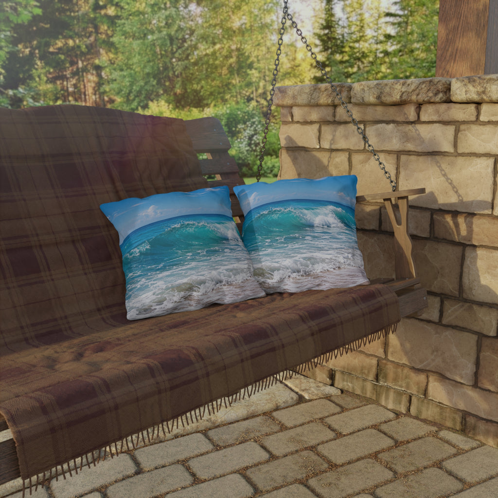 Ocean Wave Outdoor Pillow — Coastal Beach Decor Throw Pillow