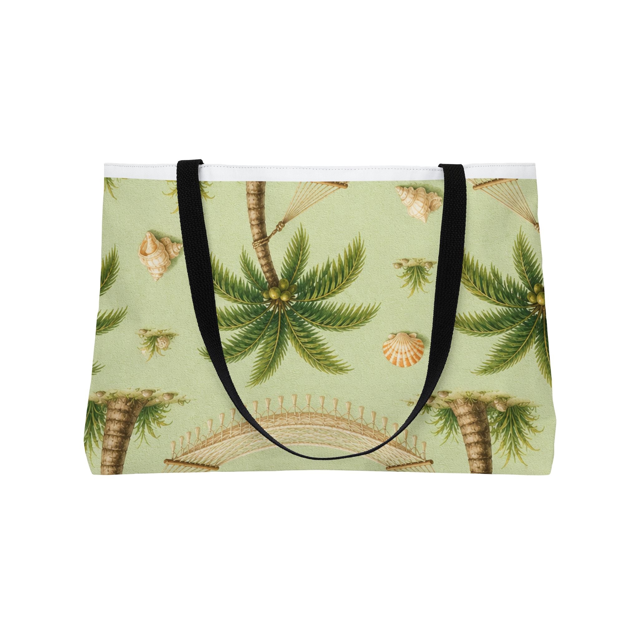 Tropical Palm Weekender Tote Bag — Hammock & Seashell Beach Print