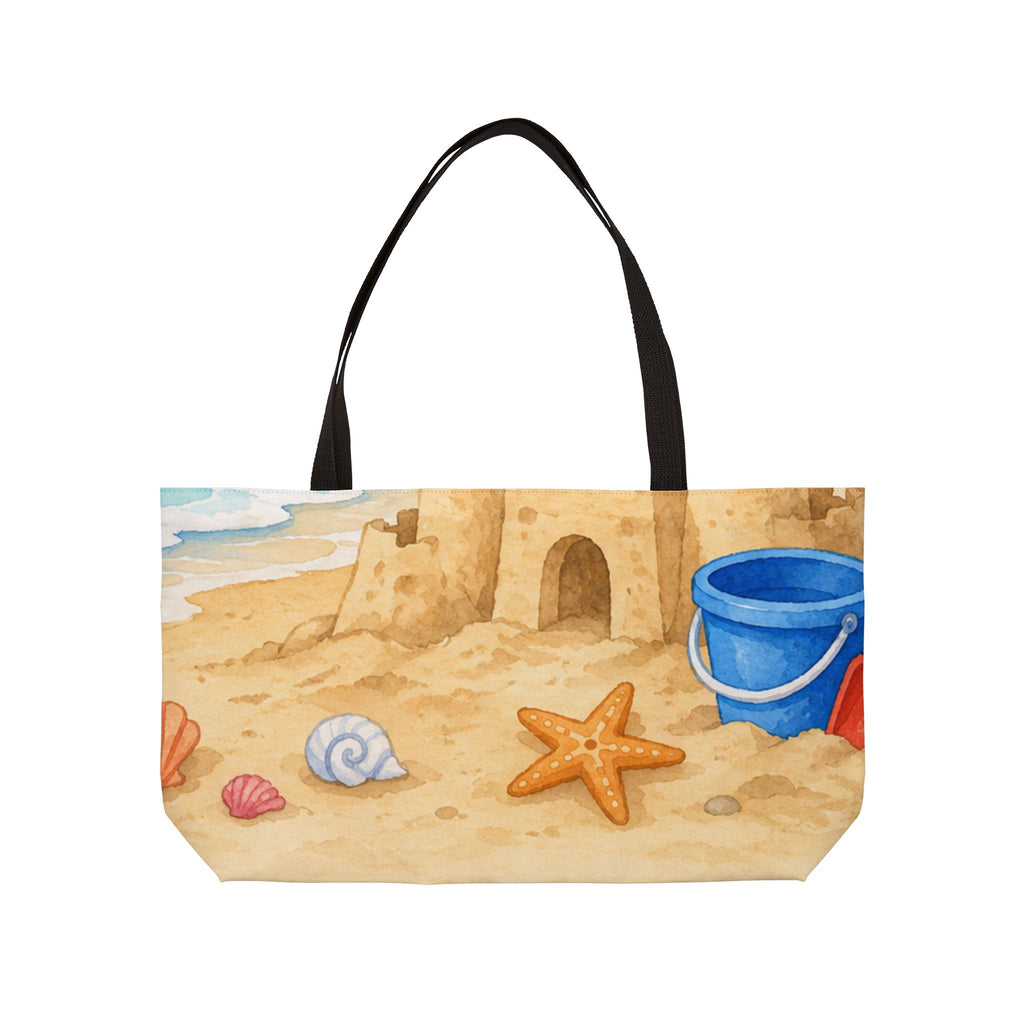 Beach Scene Weekender Tote Bag – Sandcastle, Starfish & Seaside Design