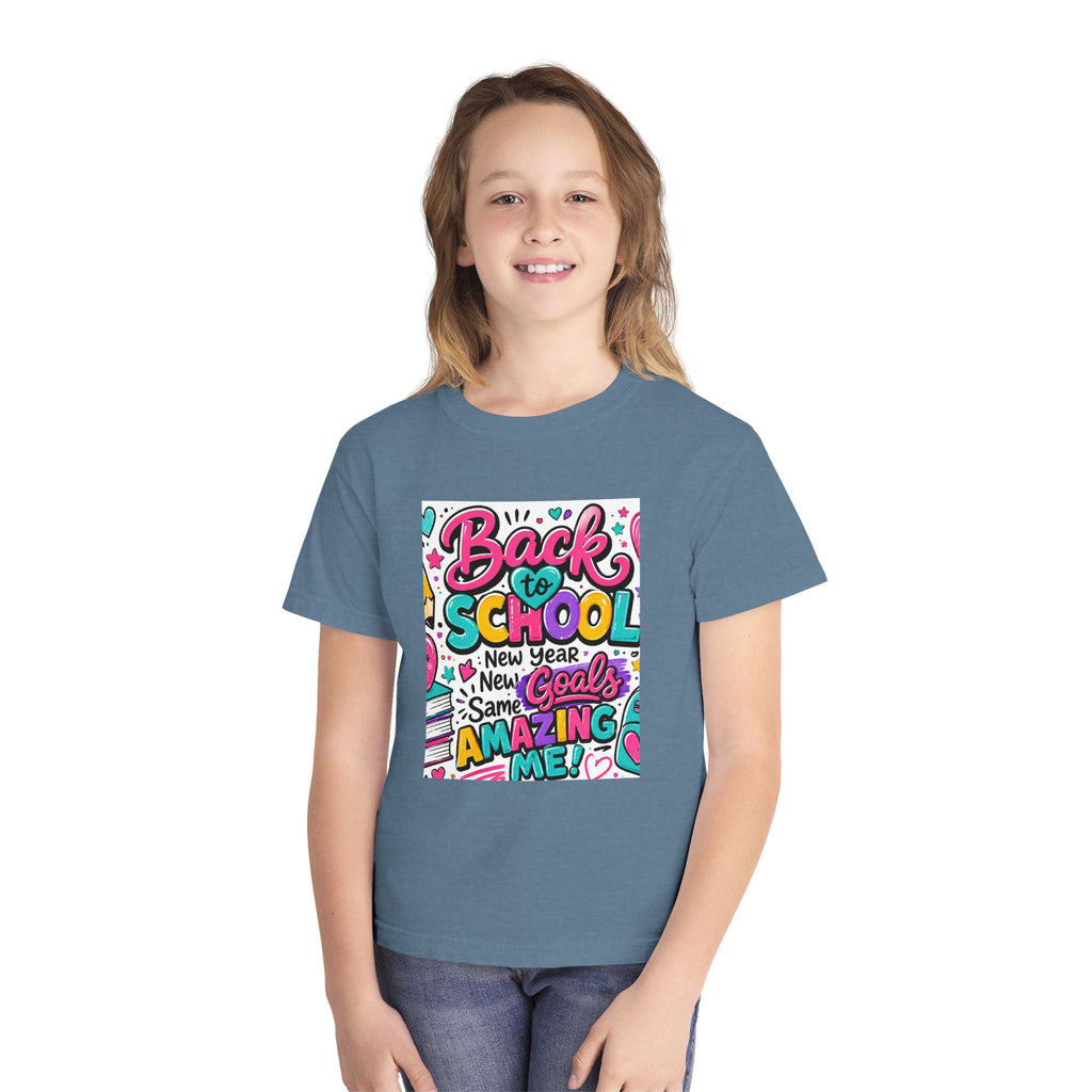 Back to School Youth Tee — "Back to School: New Year, New Goals, Same Amazing Me"