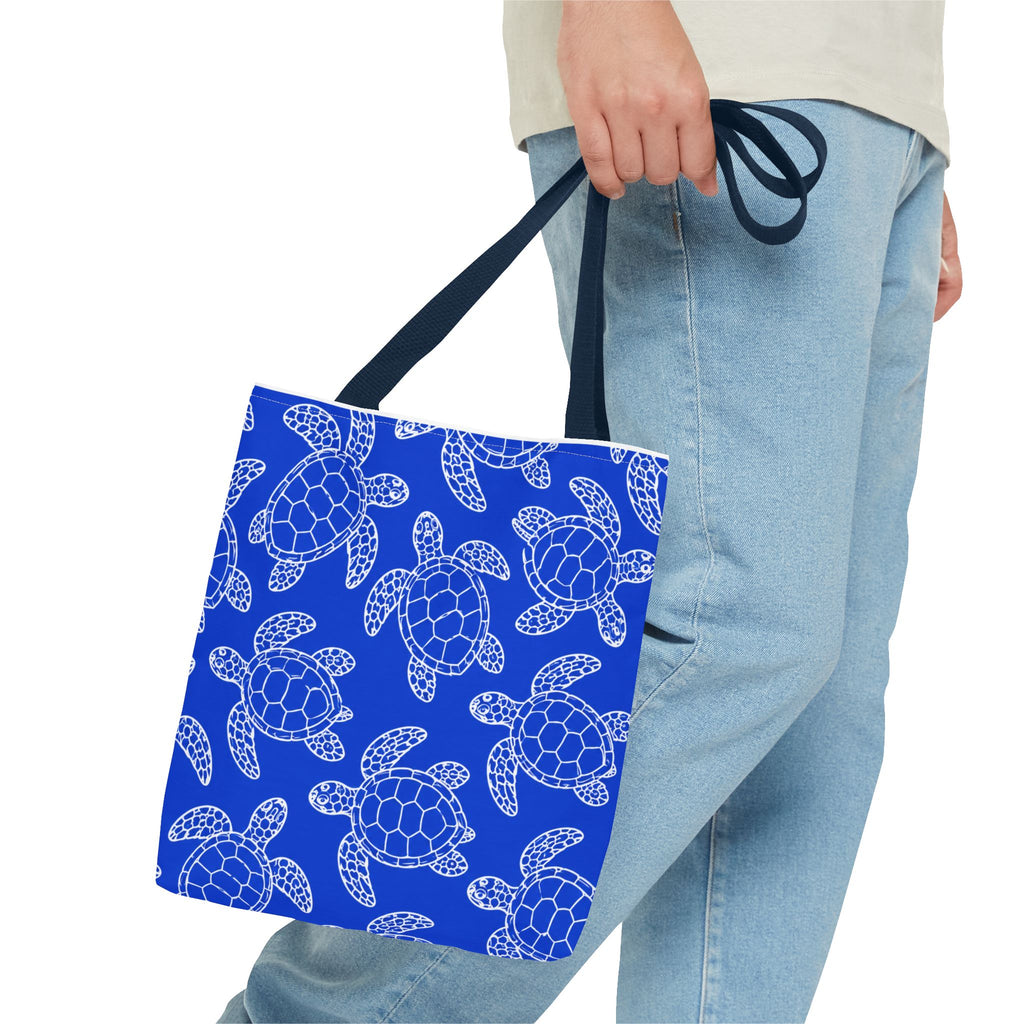 Sea Turtle Pattern Tote Bag — Blue Ocean Reusable Beach Bag