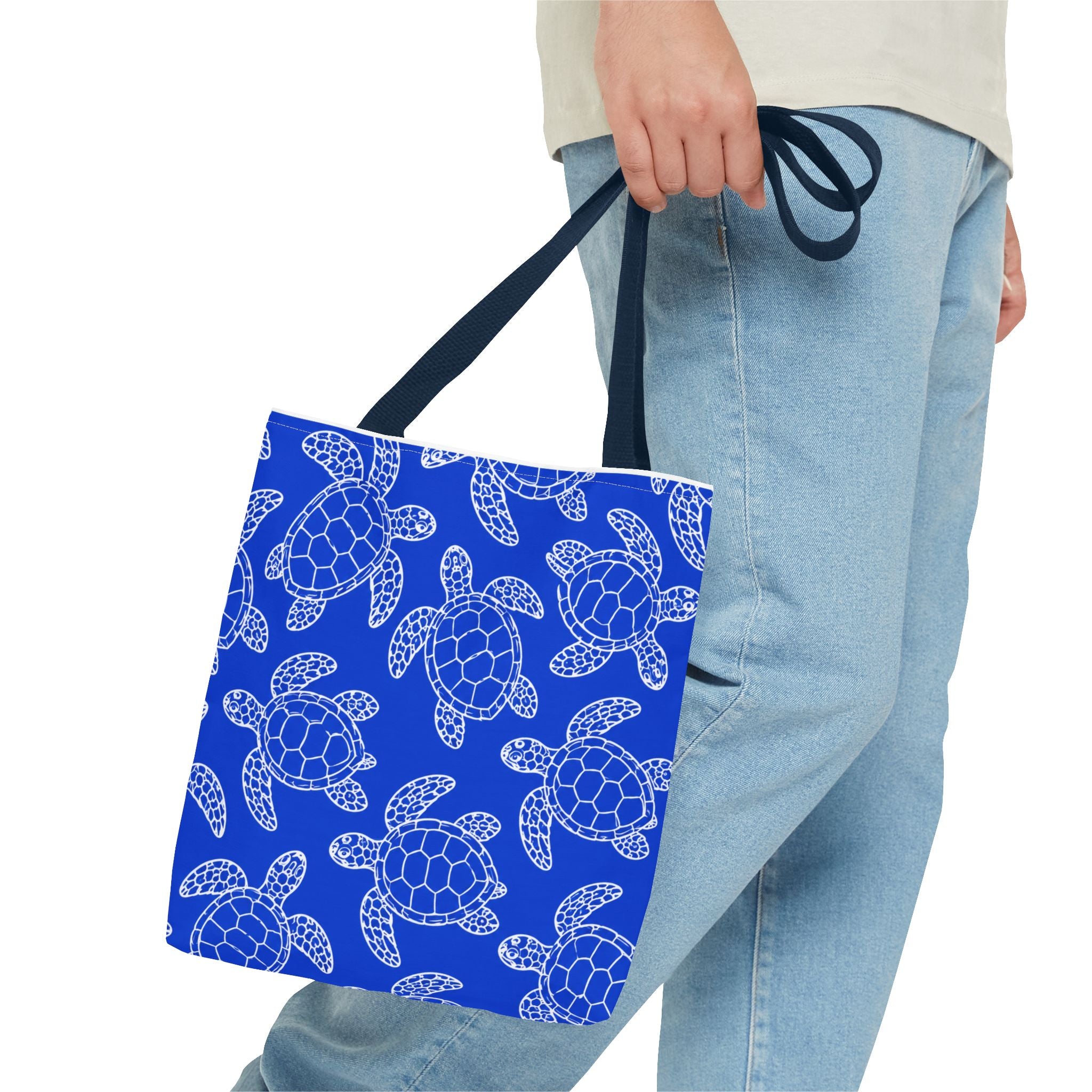Sea Turtle Pattern Tote Bag — Blue Ocean Reusable Beach Bag