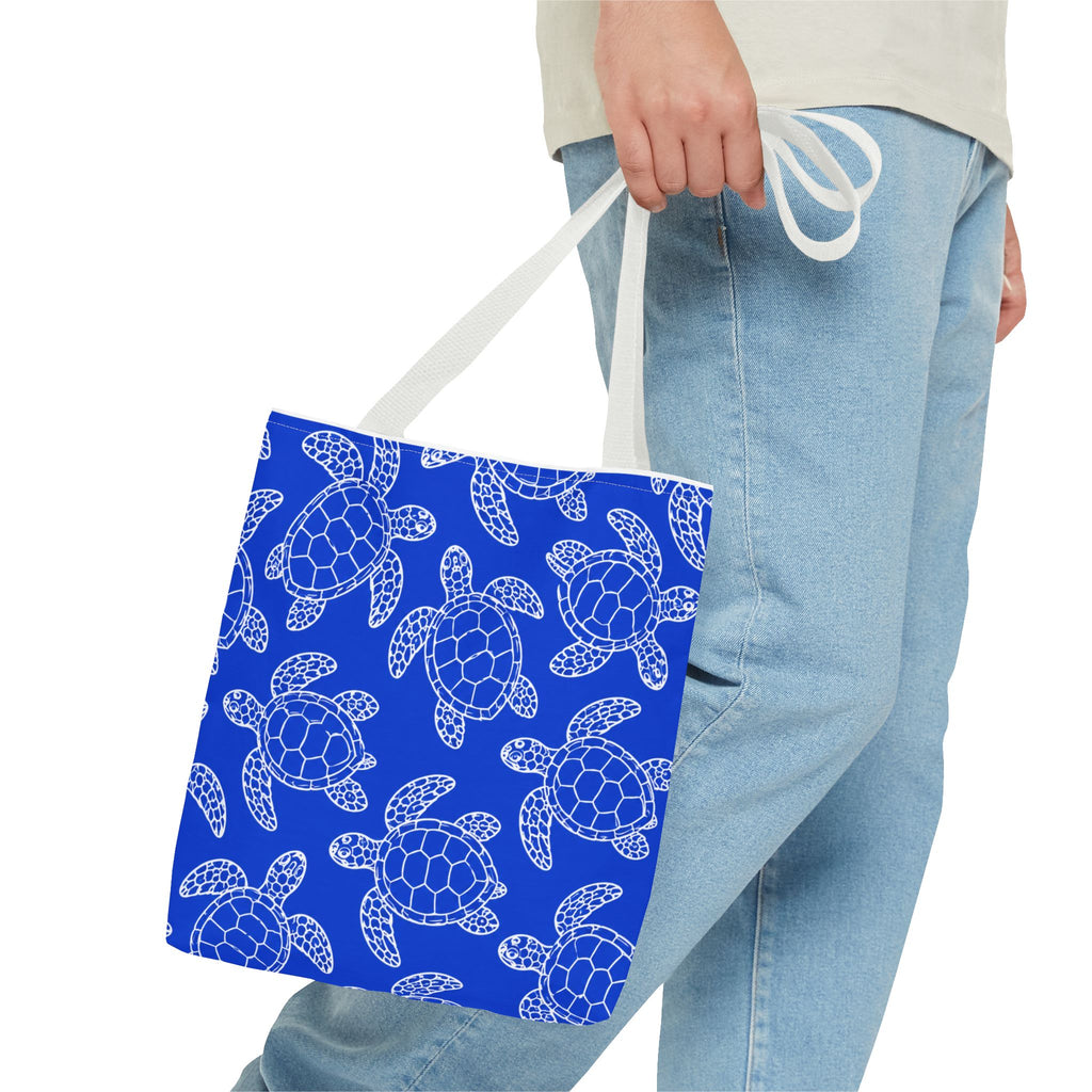 Sea Turtle Pattern Tote Bag — Blue Ocean Reusable Beach Bag