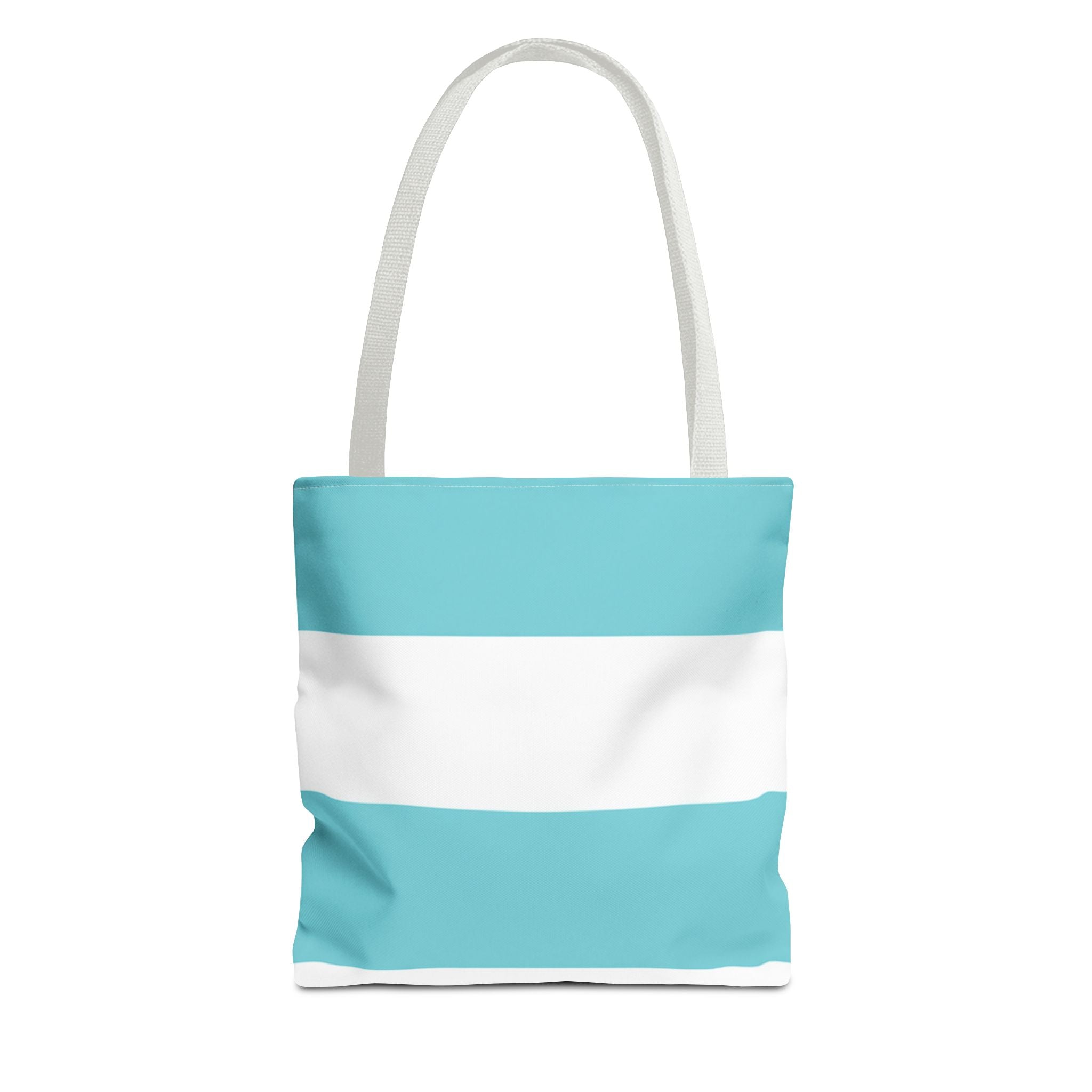 Striped Aqua & White Tote Bag — Beachy Everyday Shoulder Tote