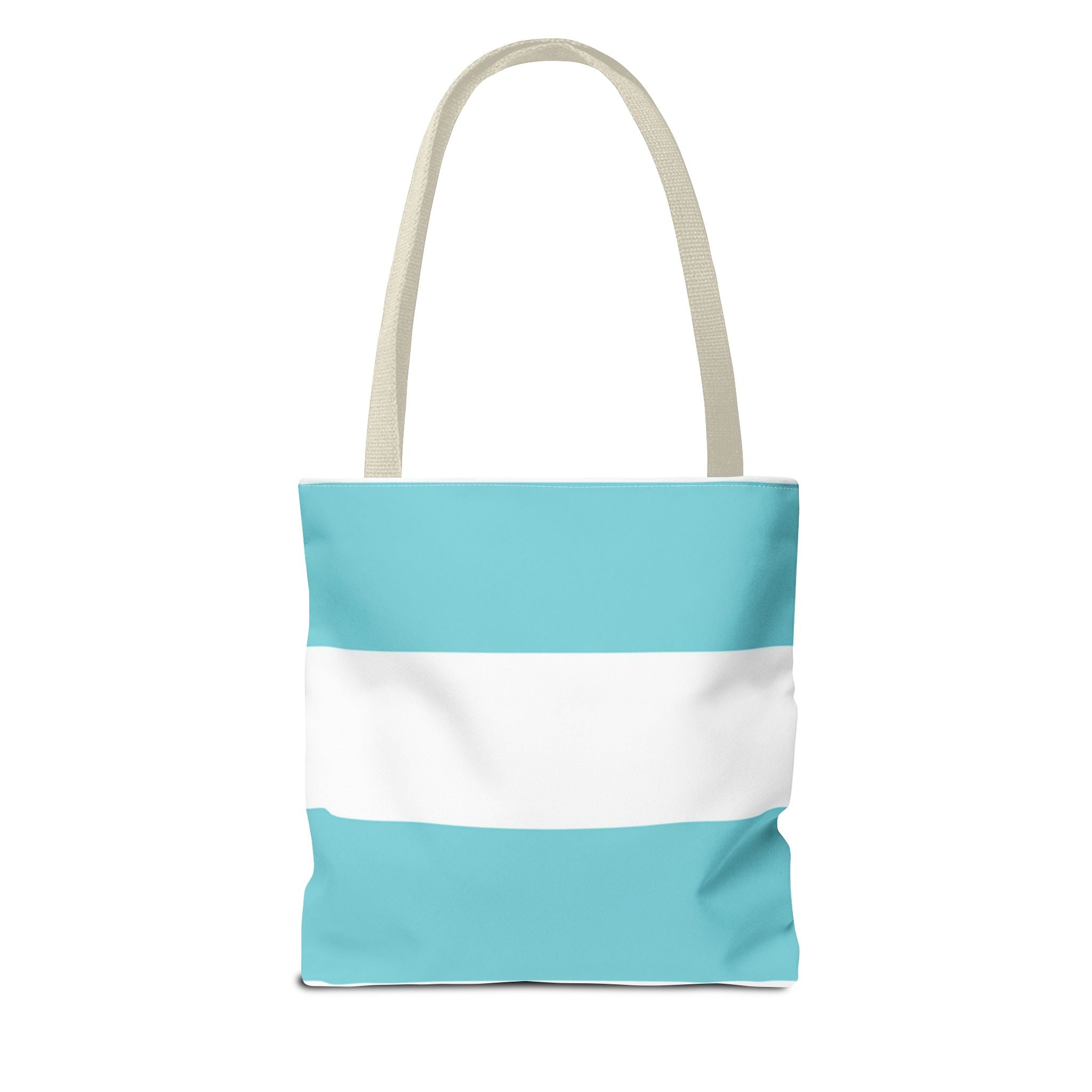 Striped Aqua & White Tote Bag — Beachy Everyday Shoulder Tote