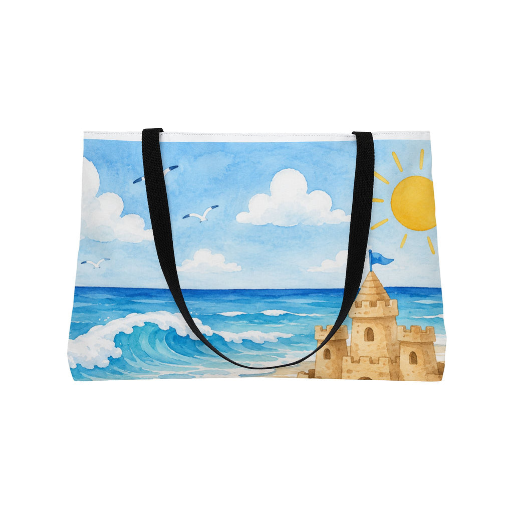 Beach Scene Weekender Tote Bag – Sandcastle, Starfish & Seaside Design