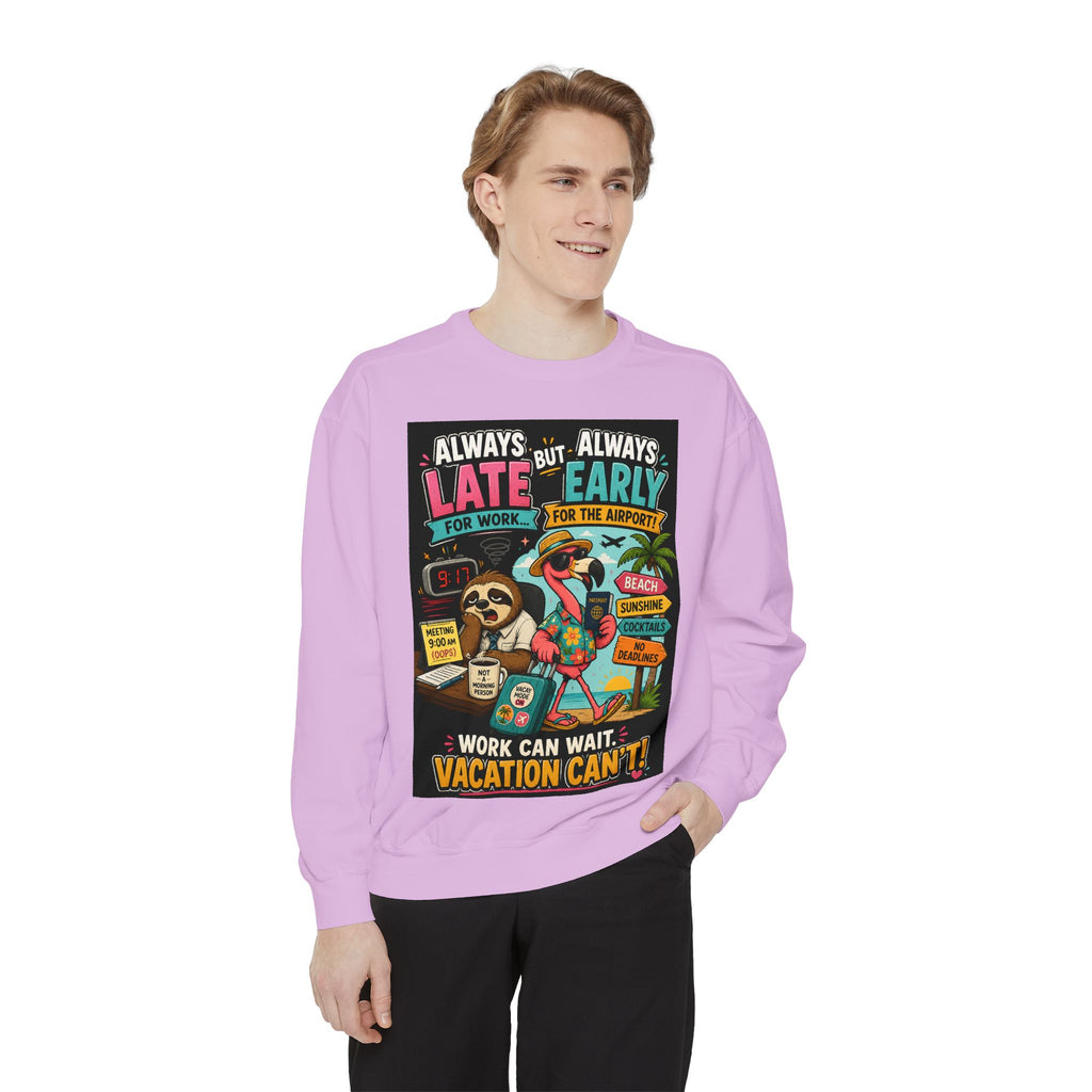 Vacation Vibes Sweatshirt — "Work Can Wait, Vacation Can't" Beach Resort Pullover