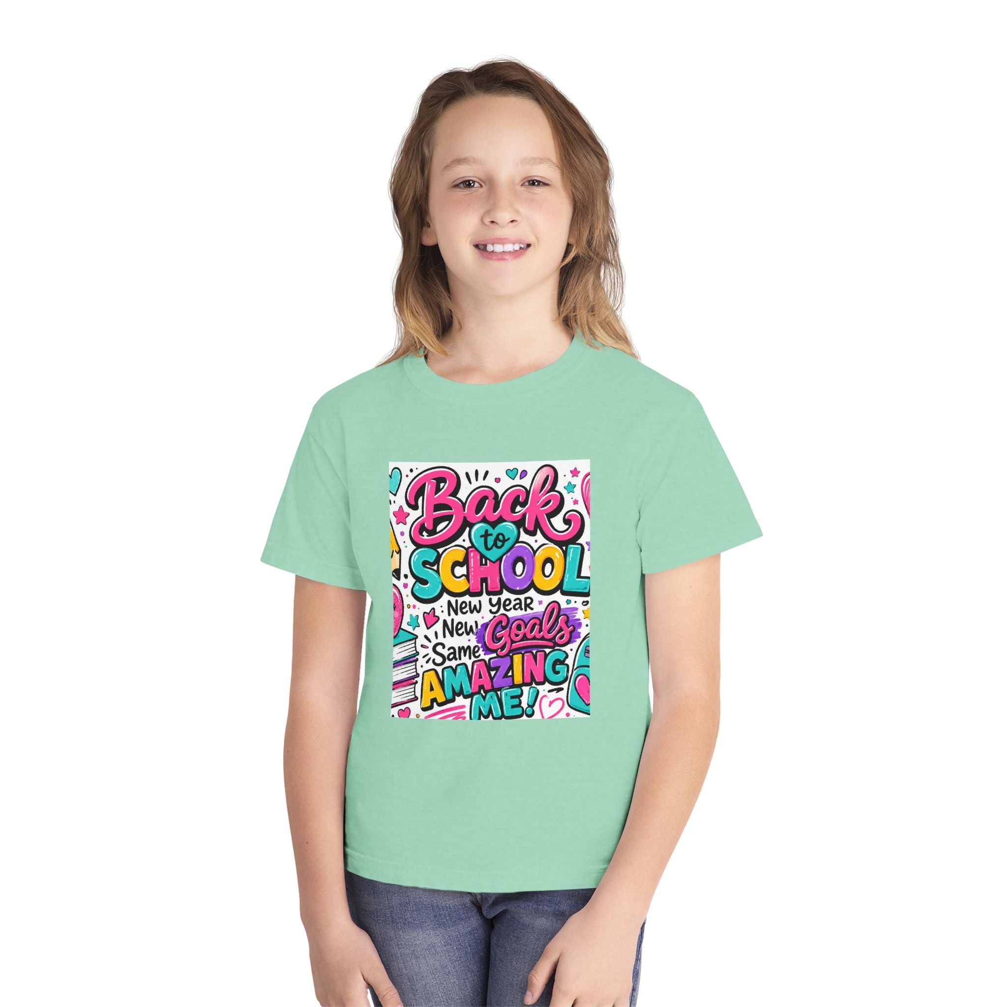 Back to School Youth Tee — "Back to School: New Year, New Goals, Same Amazing Me"