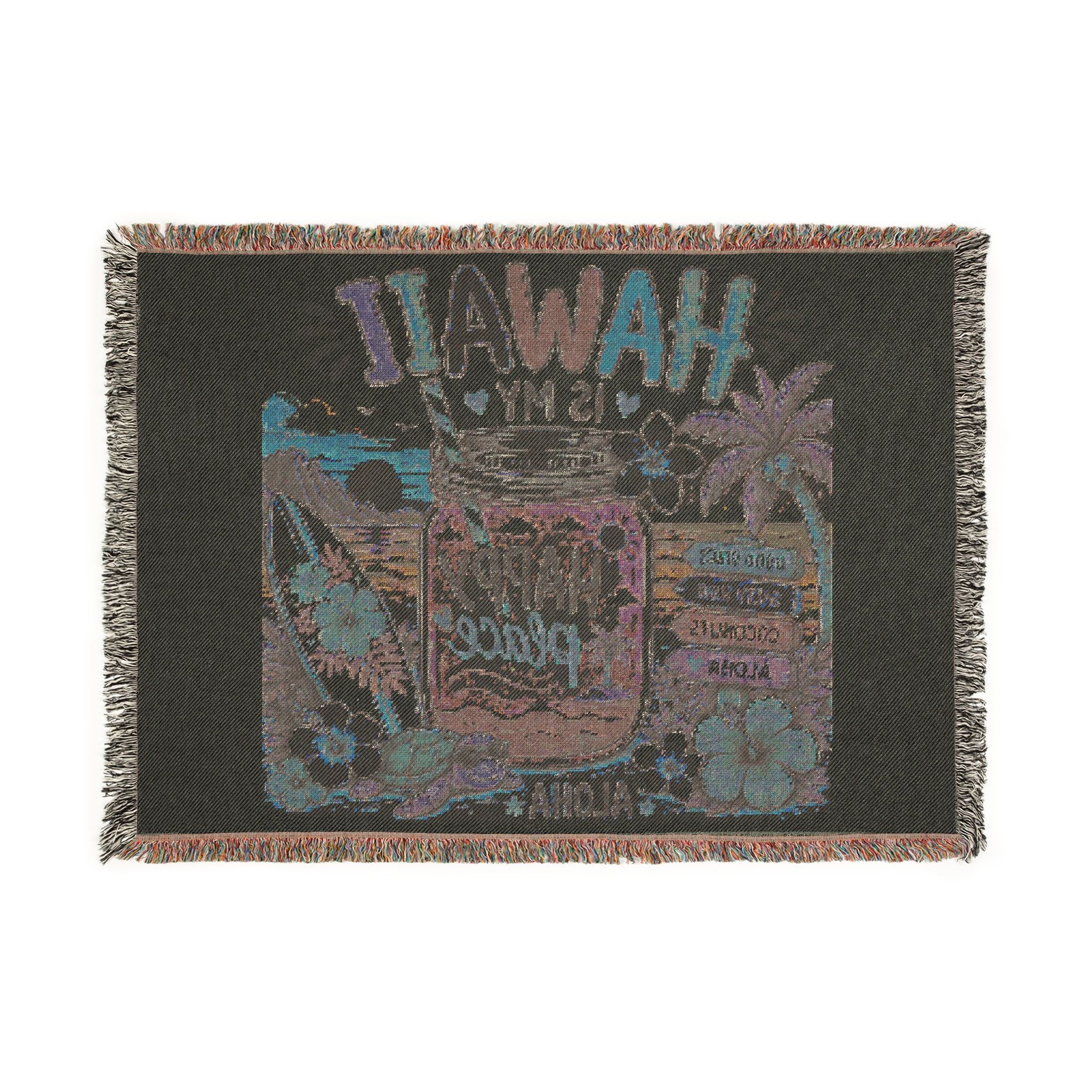 Hawaii Is My Happy Place Woven Blanket