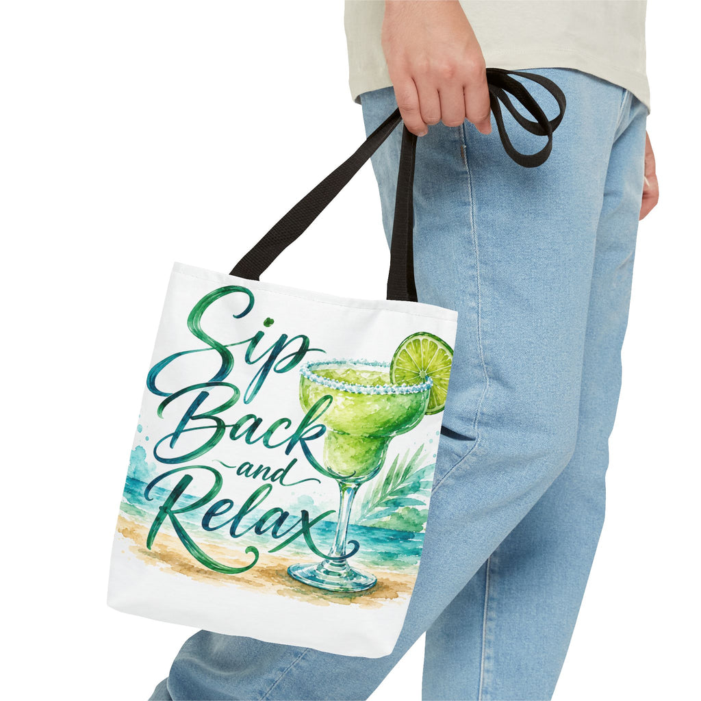 Sip Back and Relax Tote Bag — Margarita Beach Drink Print