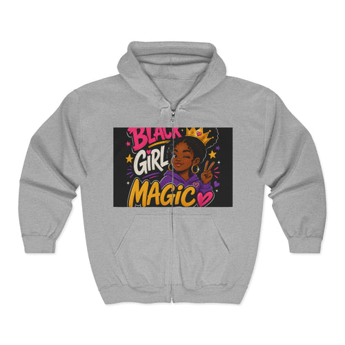Black Girl Magic Zip Hoodie — Empowering Graphic Full-Zip Sweatshirt