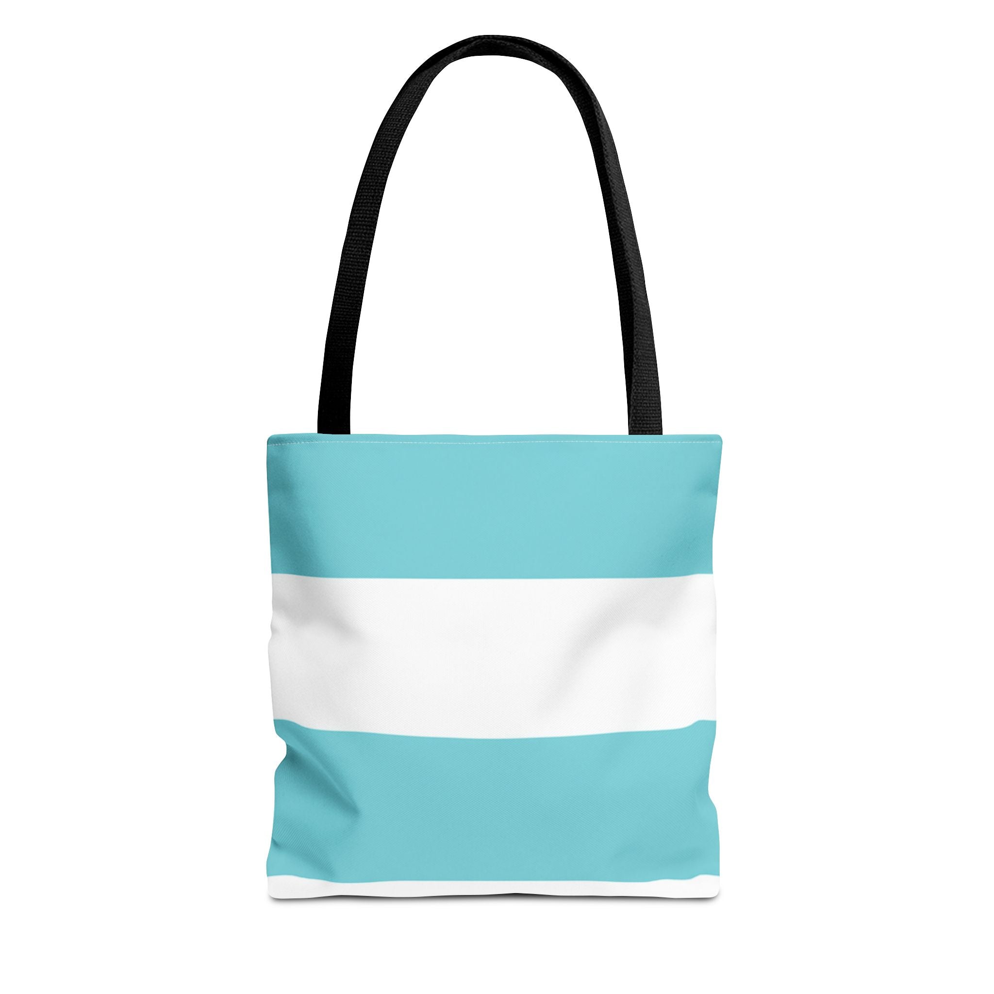 Striped Aqua & White Tote Bag — Beachy Everyday Shoulder Tote