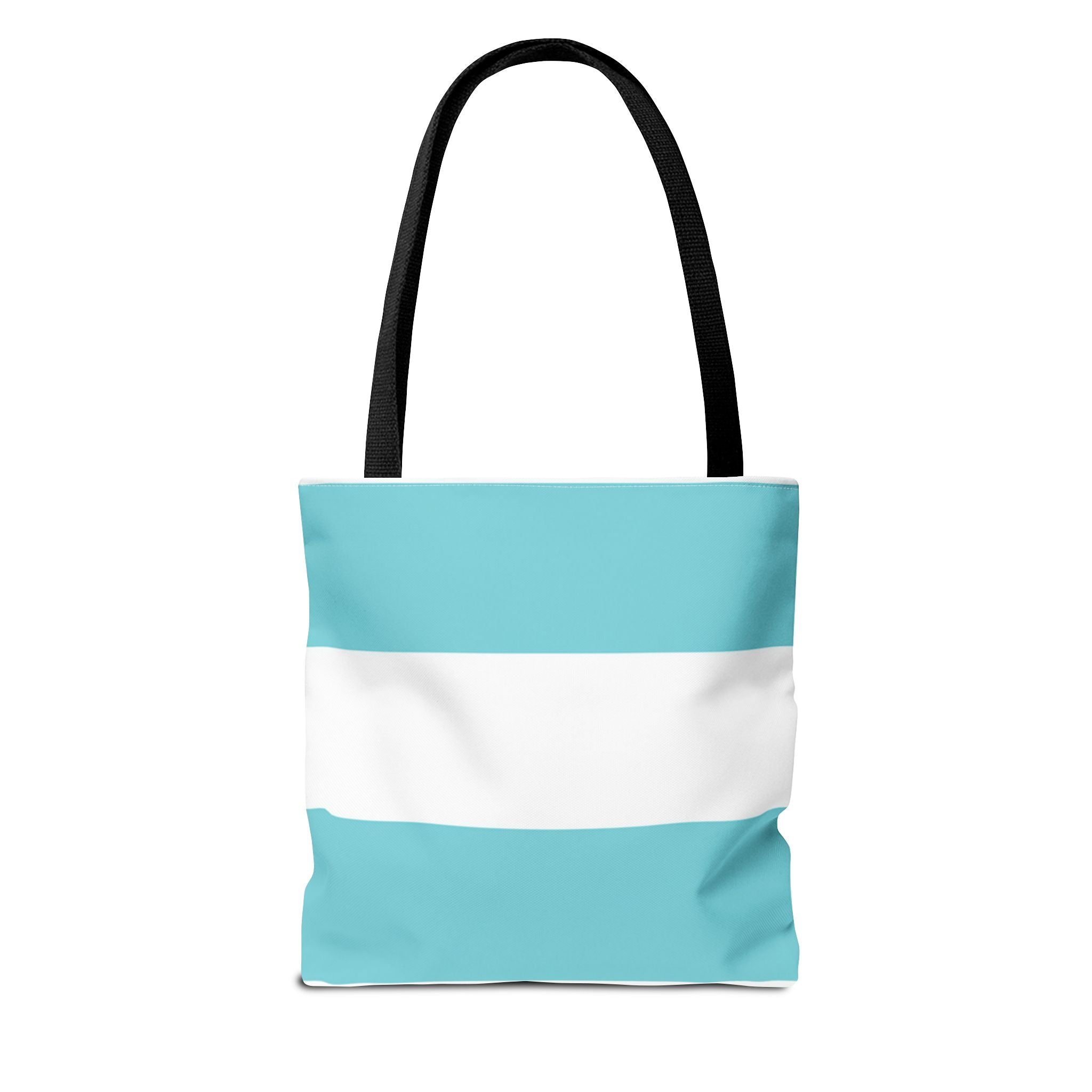 Striped Aqua & White Tote Bag — Beachy Everyday Shoulder Tote