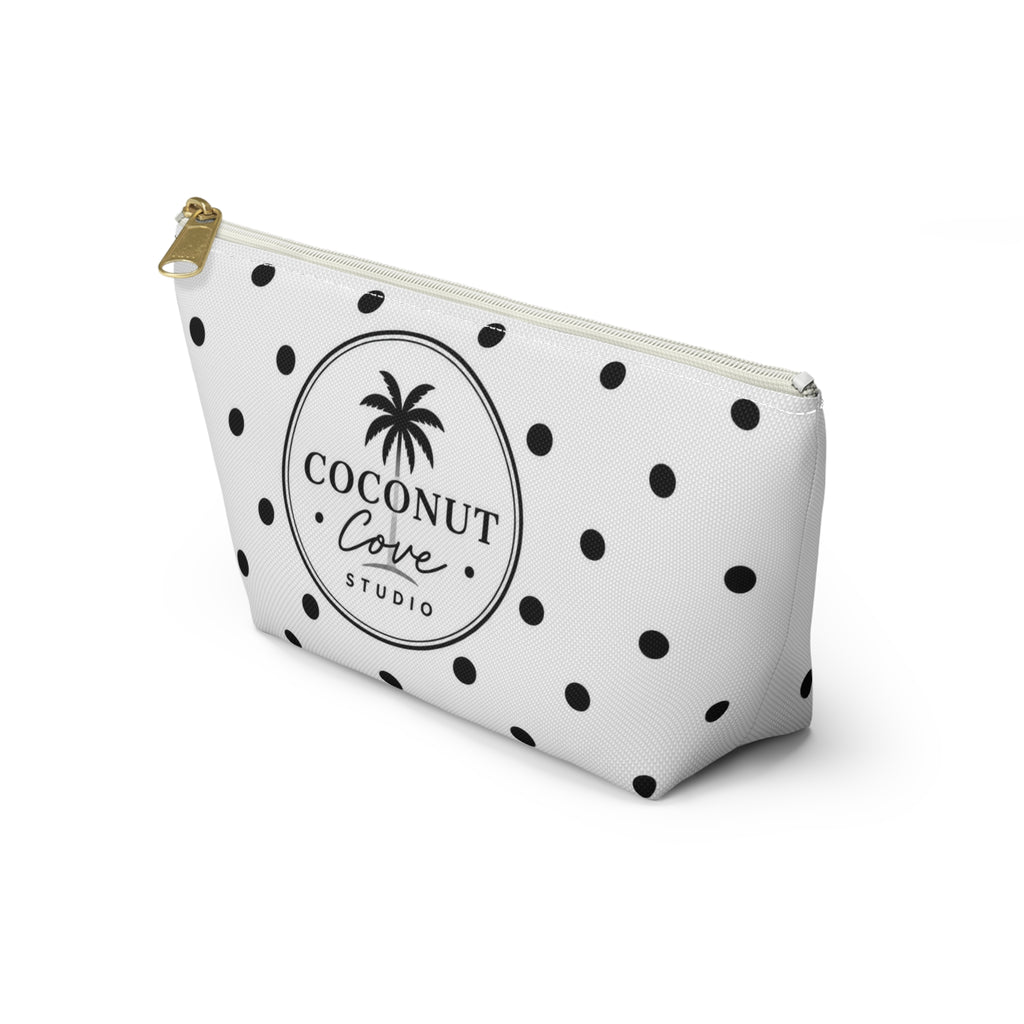 Coconut Cove Polka Dot Accessory Pouch — T‑Bottom Cosmetic Bag