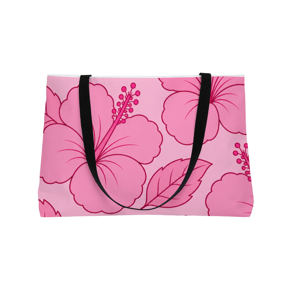 Pink Hibiscus Weekender Tote Bag — Floral Beach & Travel Carryall