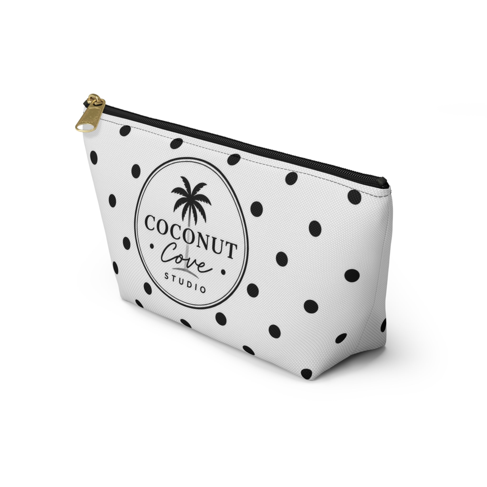 Coconut Cove Polka Dot Accessory Pouch — T‑Bottom Cosmetic Bag