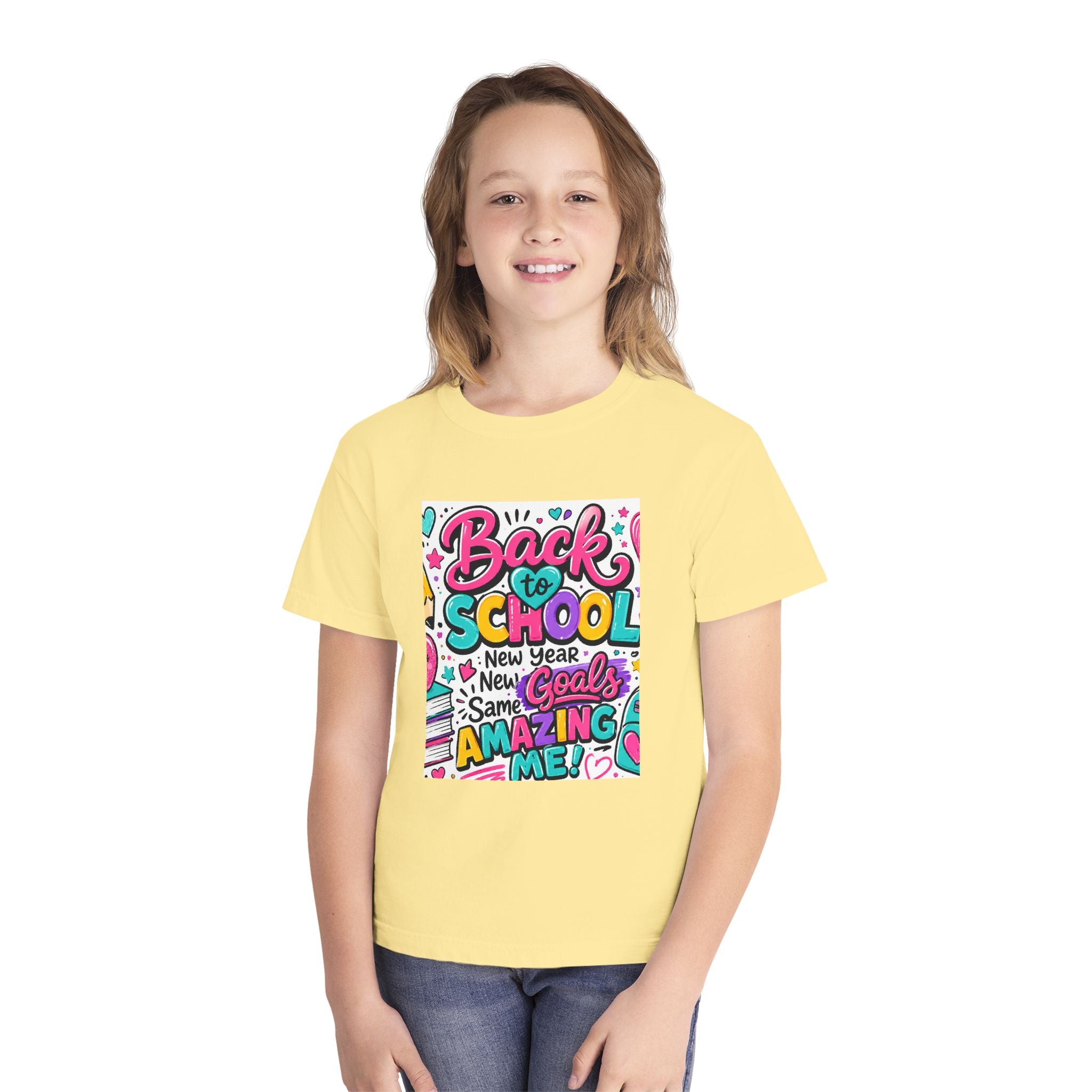Back to School Youth Tee — "Back to School: New Year, New Goals, Same Amazing Me"