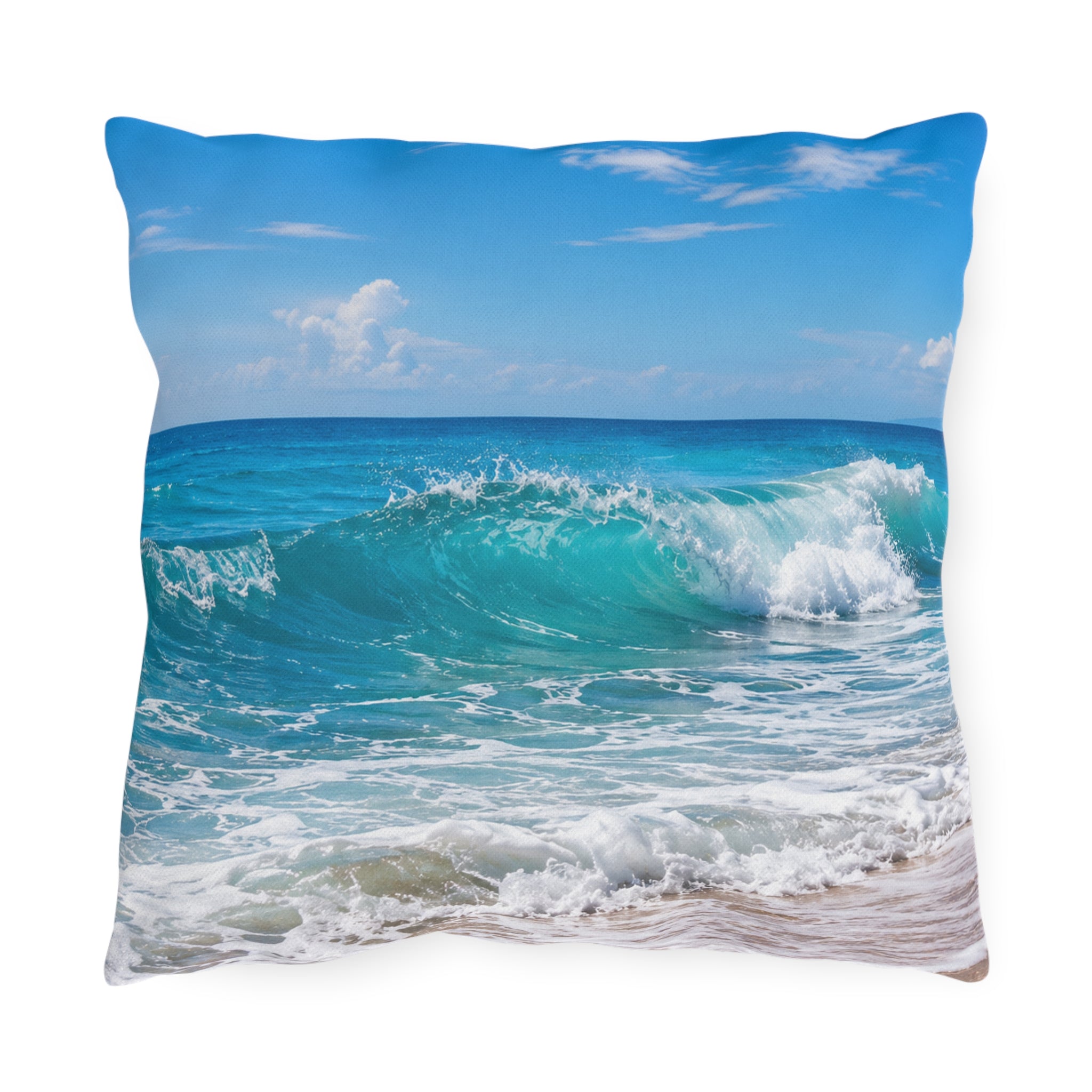 Ocean Wave Outdoor Pillow — Coastal Beach Decor Throw Pillow