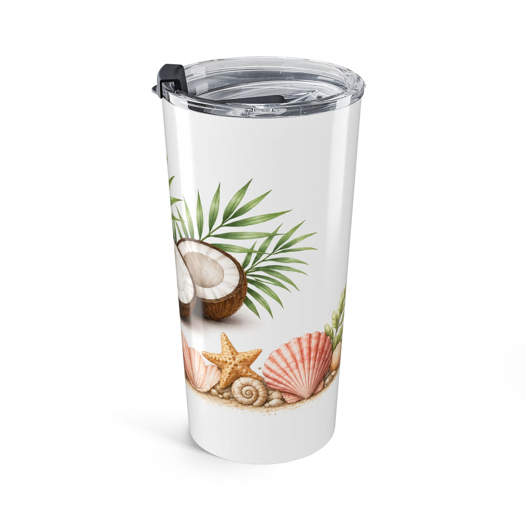 Coconut Seashell 20oz Tumbler – Tropical Beach Drink Cup