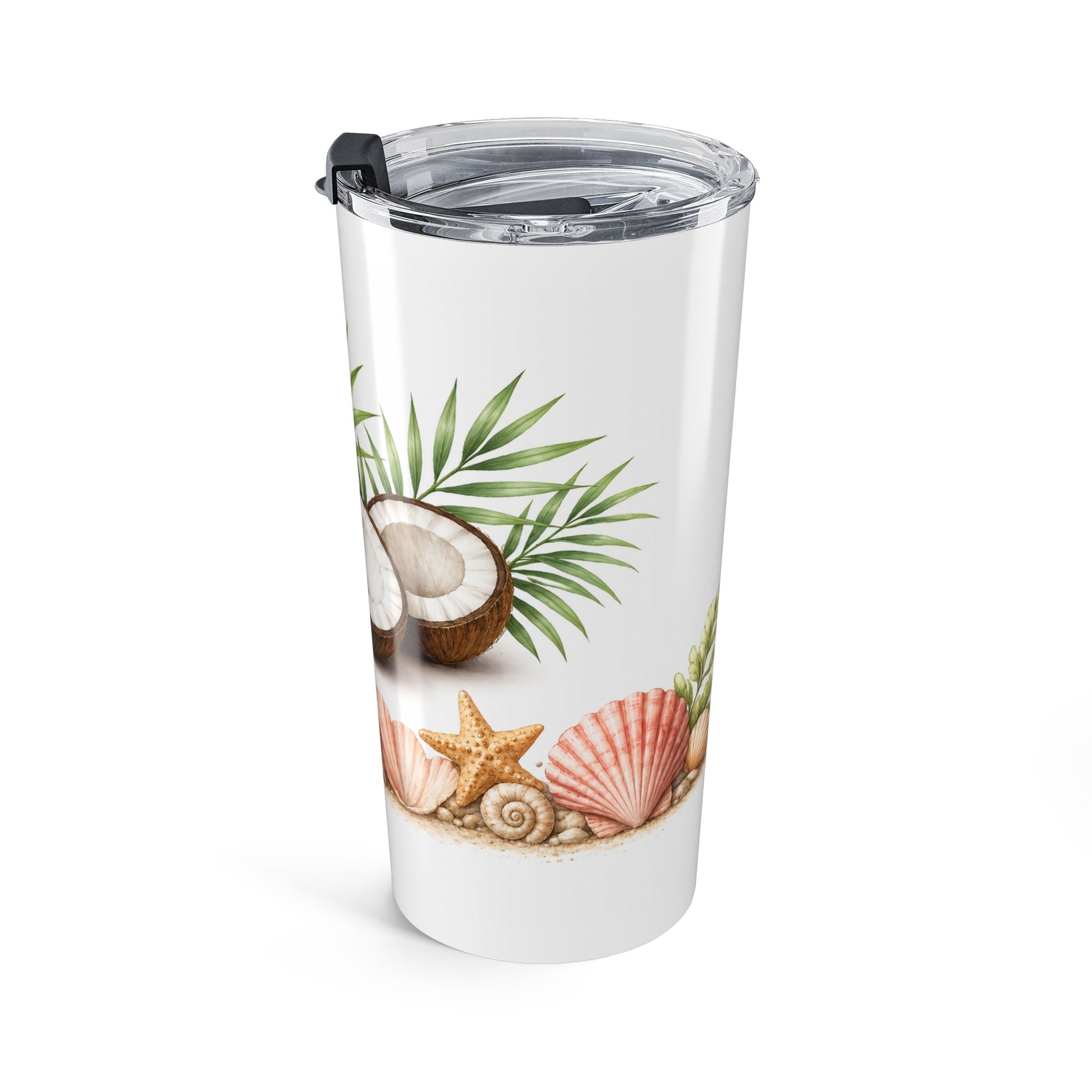 Coconut Seashell 20oz Tumbler – Tropical Beach Drink Cup