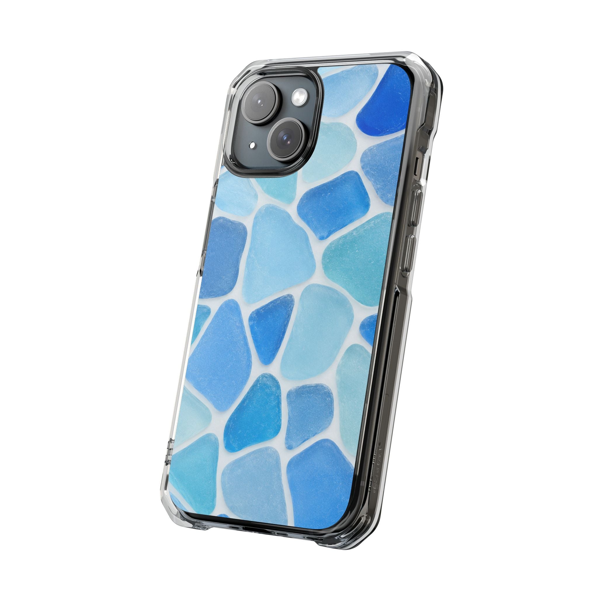 Blue Mosaic Magnetic Clear Phone Case — Protective Impact-Resistant iPhone Cover