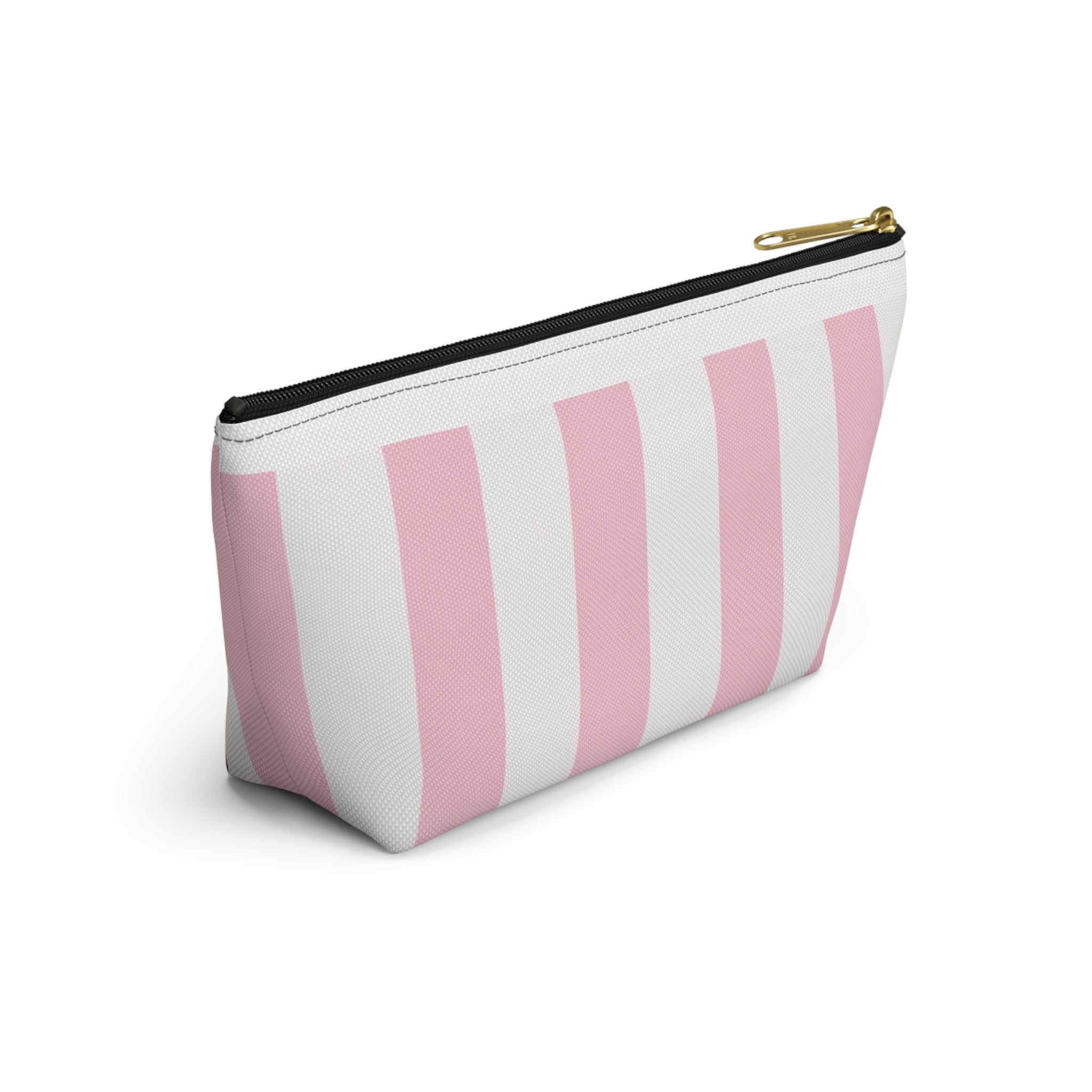 Coconut Cove Striped Accessory Pouch — Pink T‑Bottom Makeup Bag