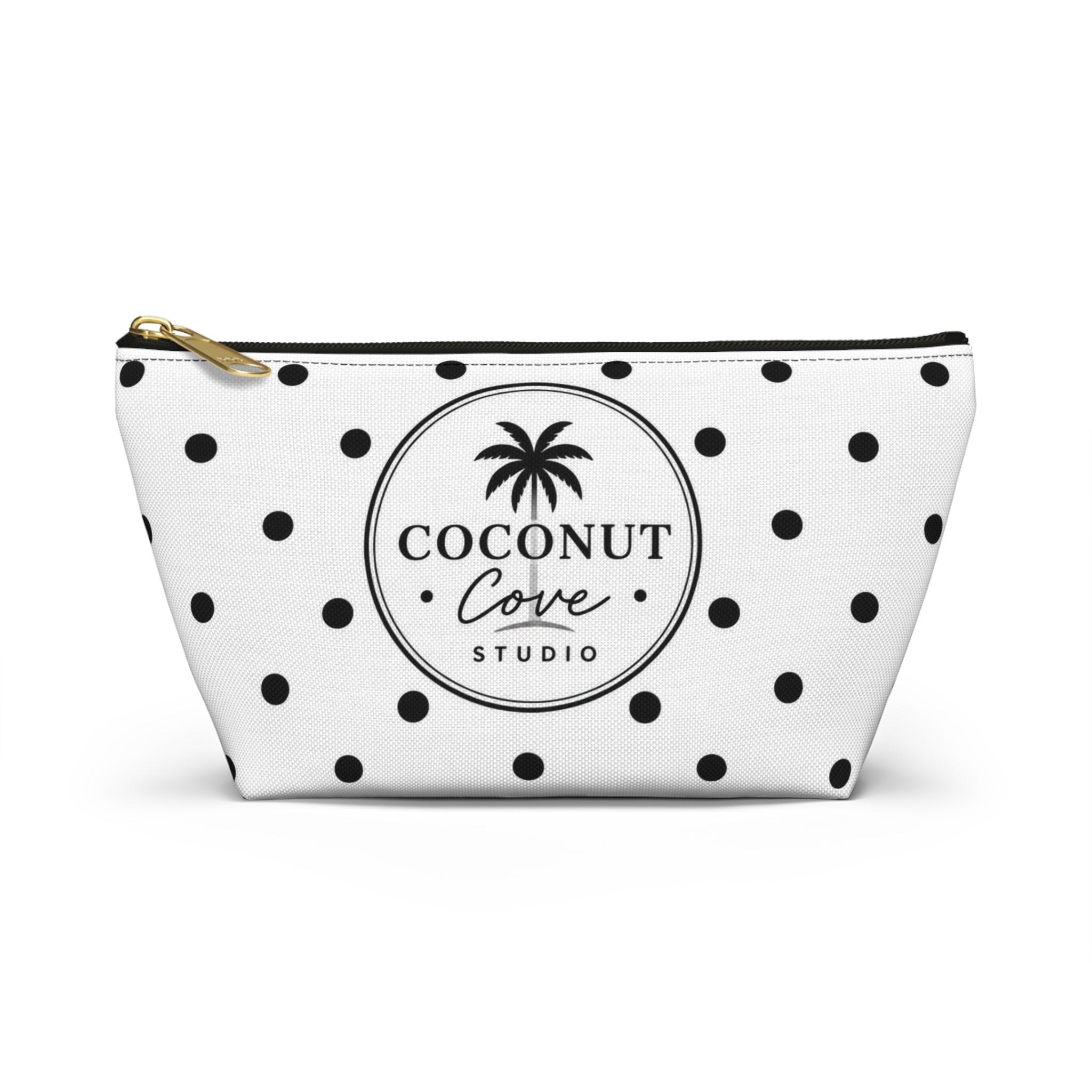 Coconut Cove Polka Dot Accessory Pouch — T‑Bottom Cosmetic Bag