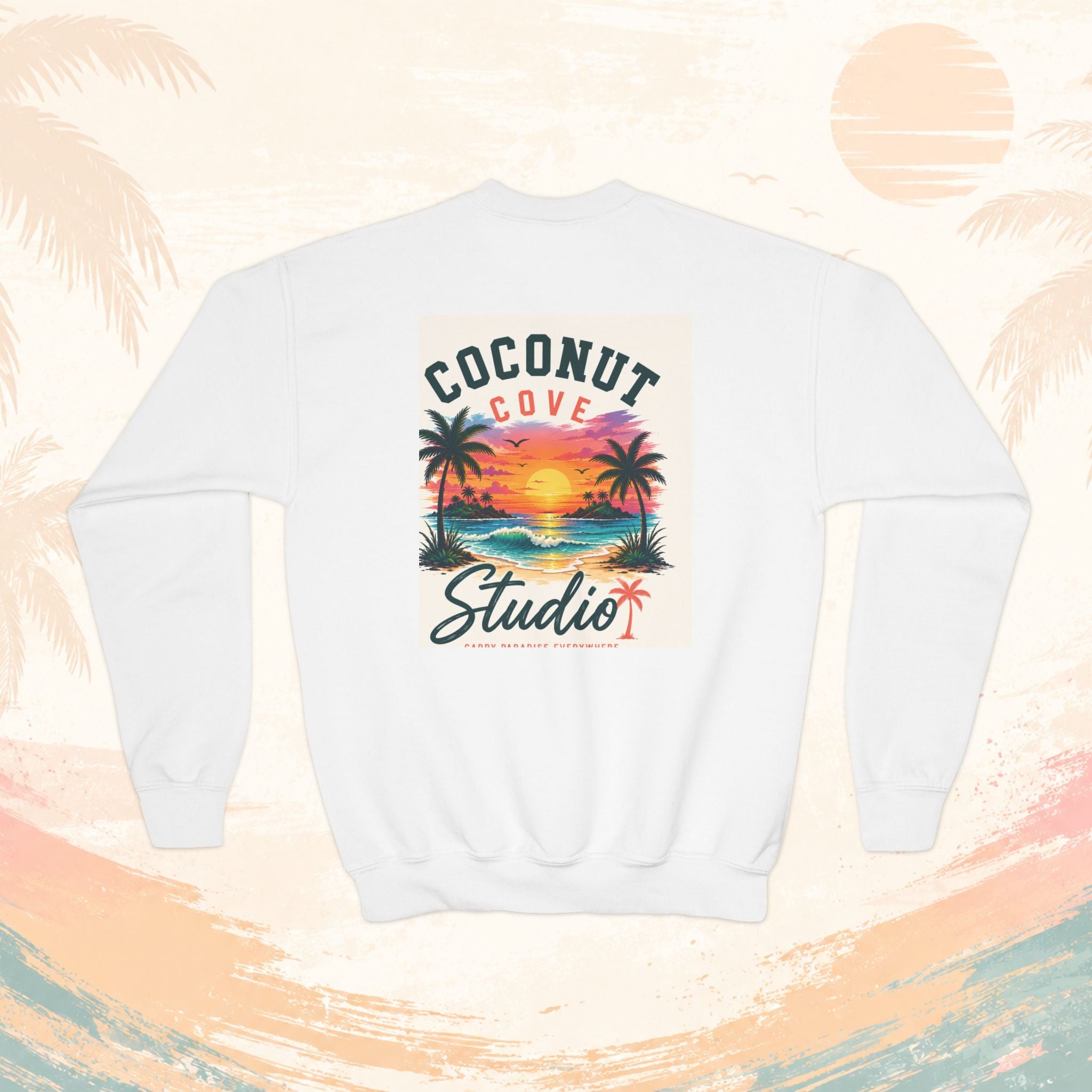 Youth Sweatshirt — Coconut Cove Studio Sunset Graphic Crewneck