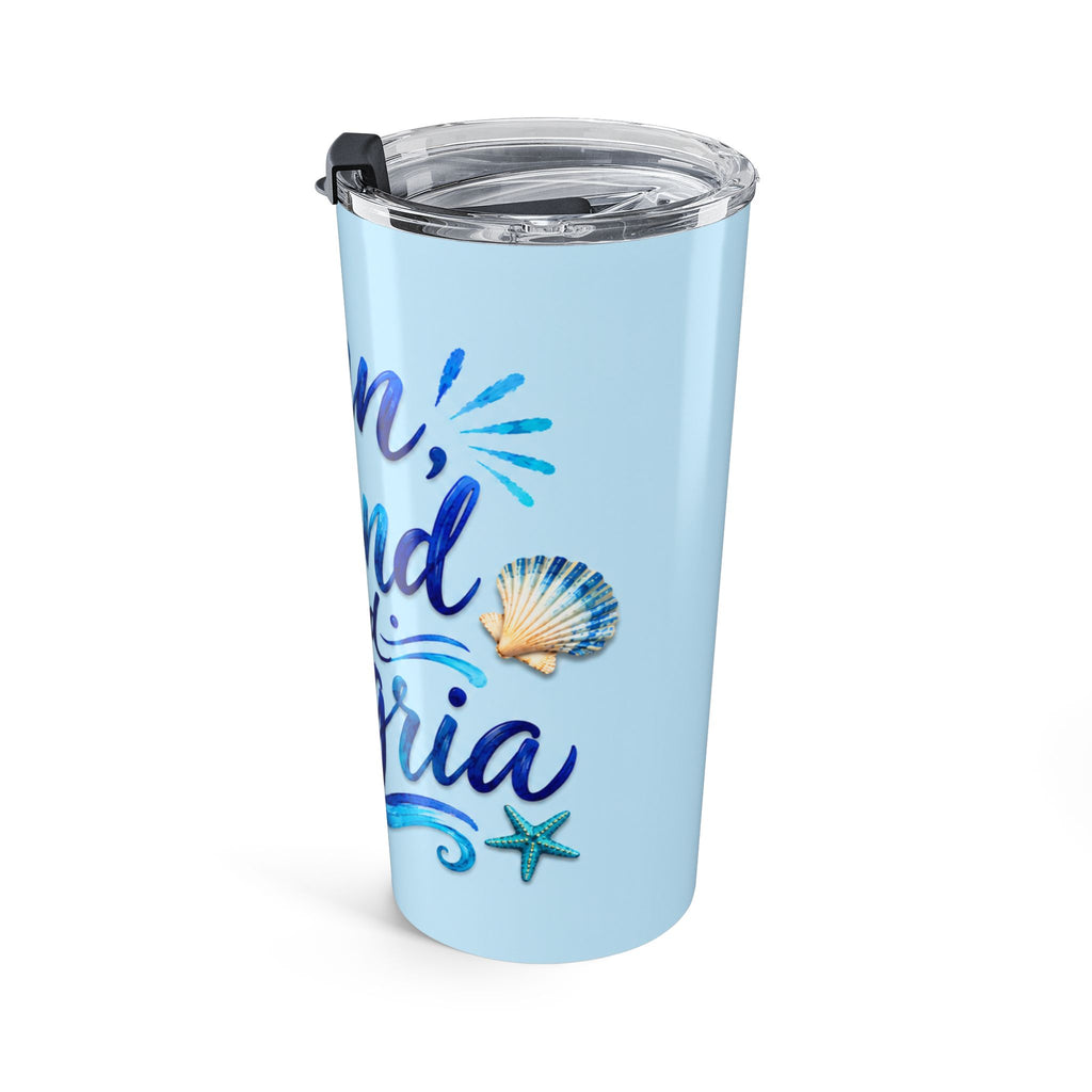 20oz Tumbler - "Sun, Sand and Sangria" Beach Travel Mug, Insulated Stainless Steel Cup