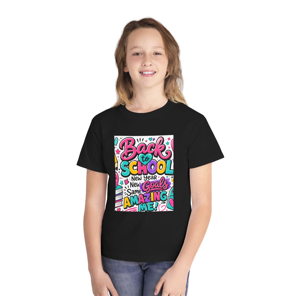 Back to School Youth Tee — "Back to School: New Year, New Goals, Same Amazing Me"