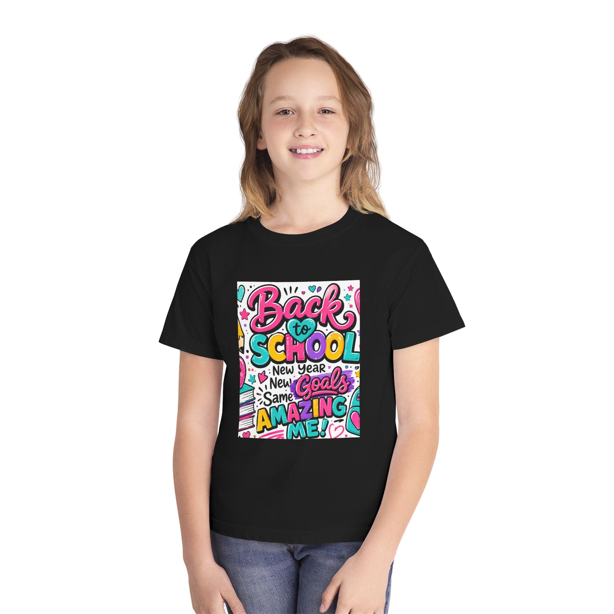 Back to School Youth Tee — "Back to School: New Year, New Goals, Same Amazing Me"