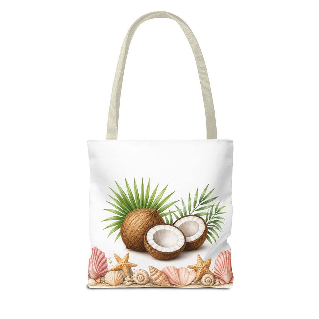 Beach Vibes Coconut Tote — “The Ocean Is Calling” All-Over Print