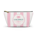 Coconut Cove Striped Accessory Pouch — Pink T‑Bottom Makeup Bag