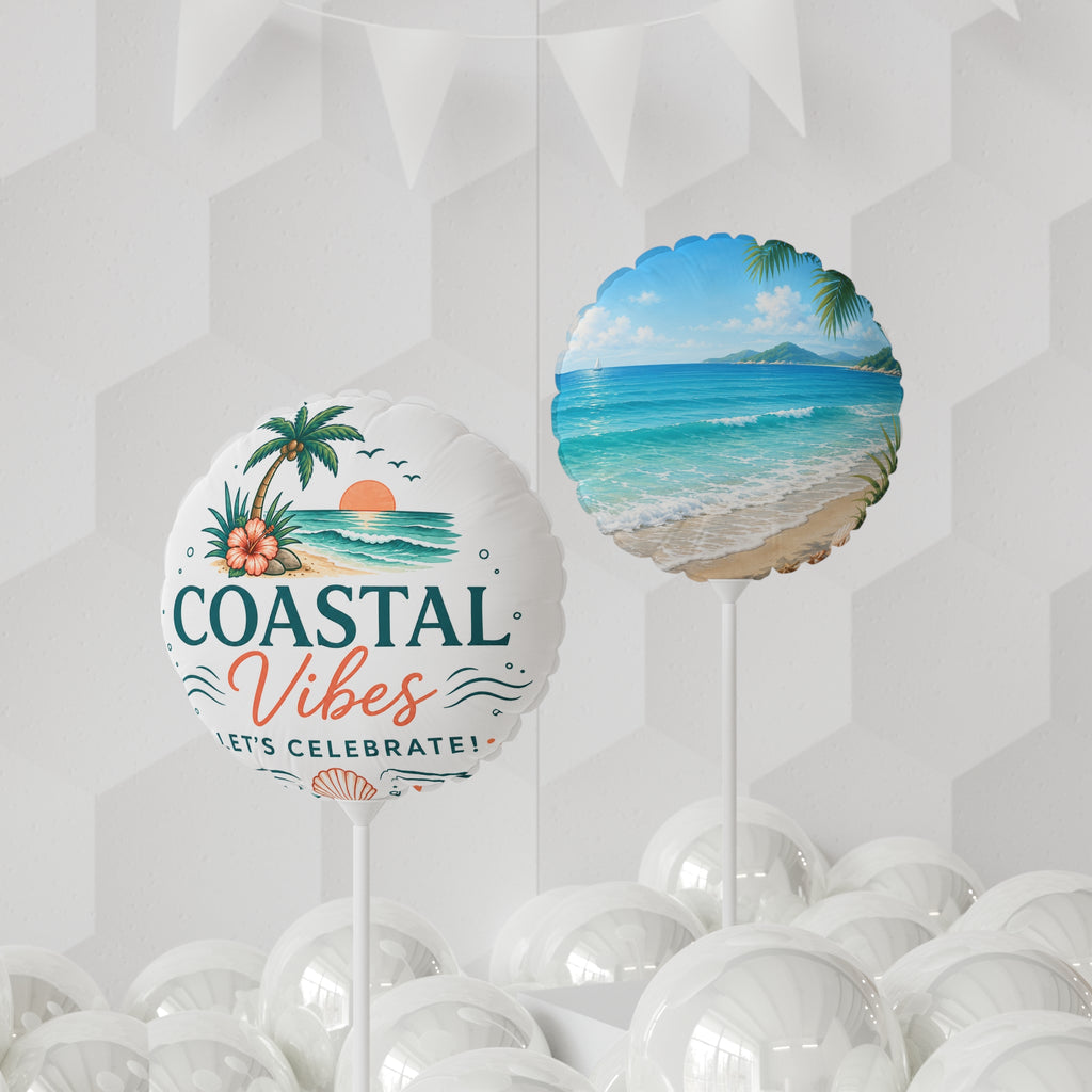 Coastal Vibes 11" Round Balloon — Beach Sunset Party Decor