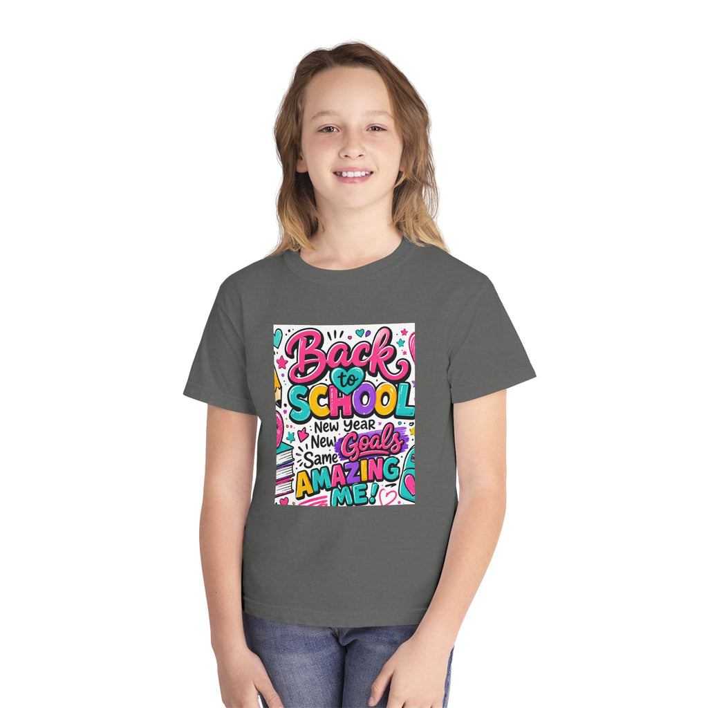 Back to School Youth Tee — "Back to School: New Year, New Goals, Same Amazing Me"