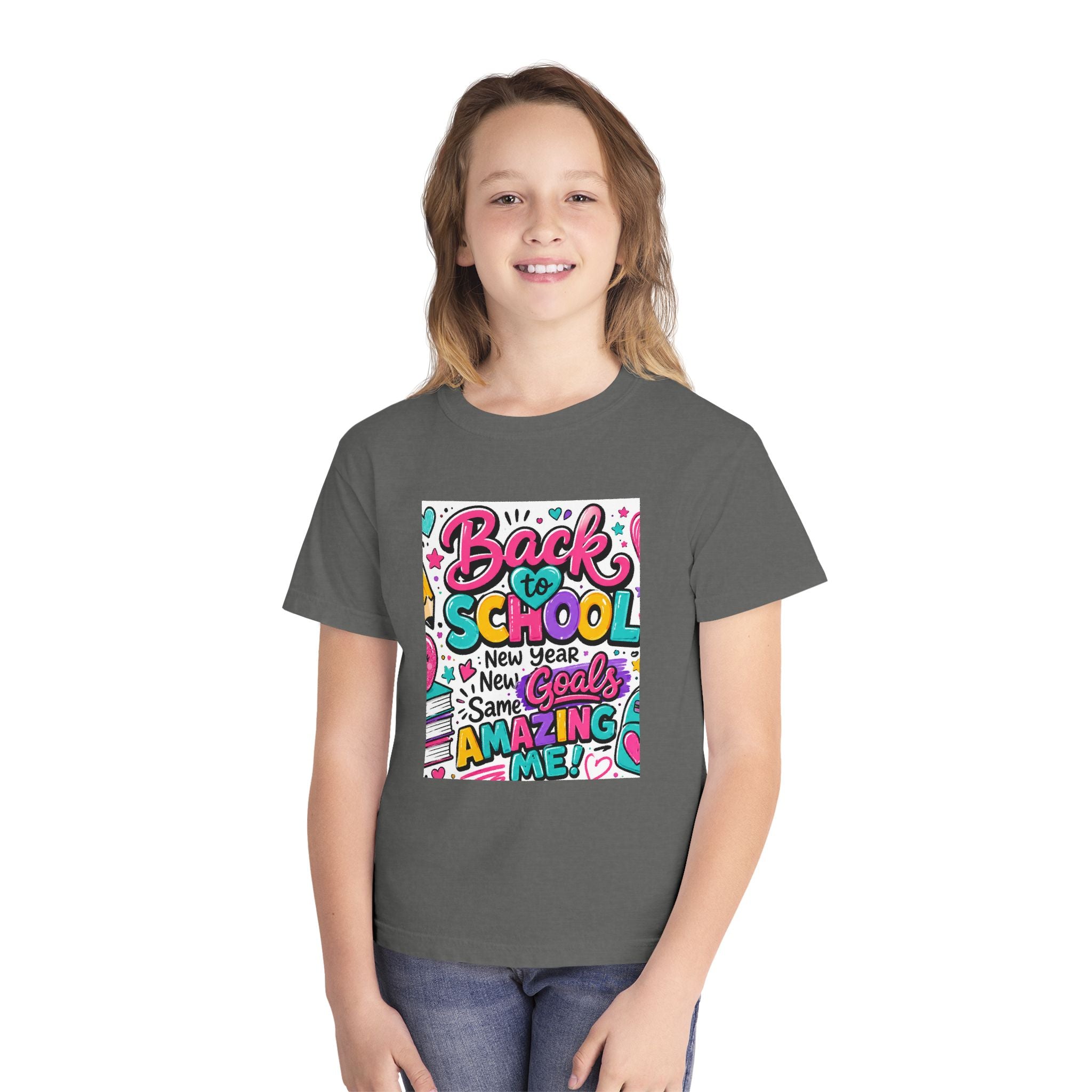 Back to School Youth Tee — "Back to School: New Year, New Goals, Same Amazing Me"