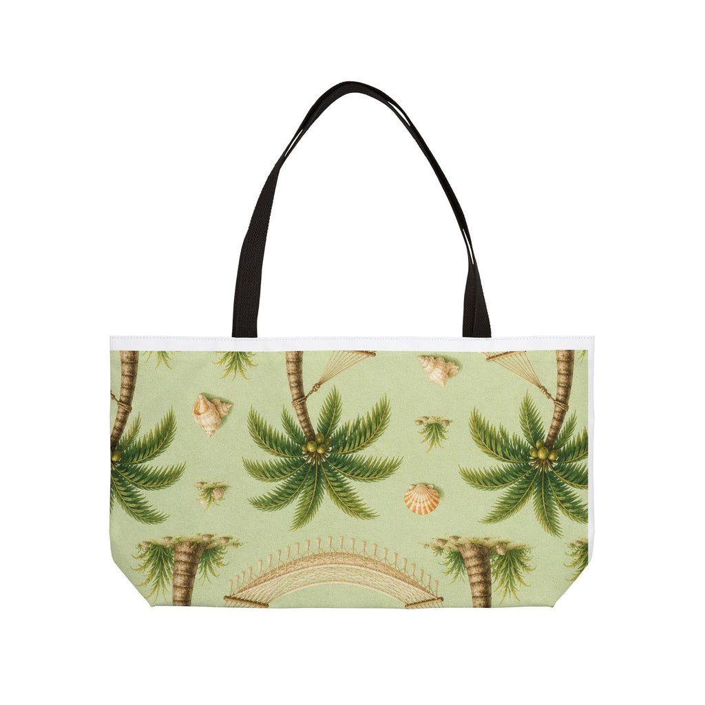 Tropical Palm Weekender Tote Bag — Hammock & Seashell Beach Print