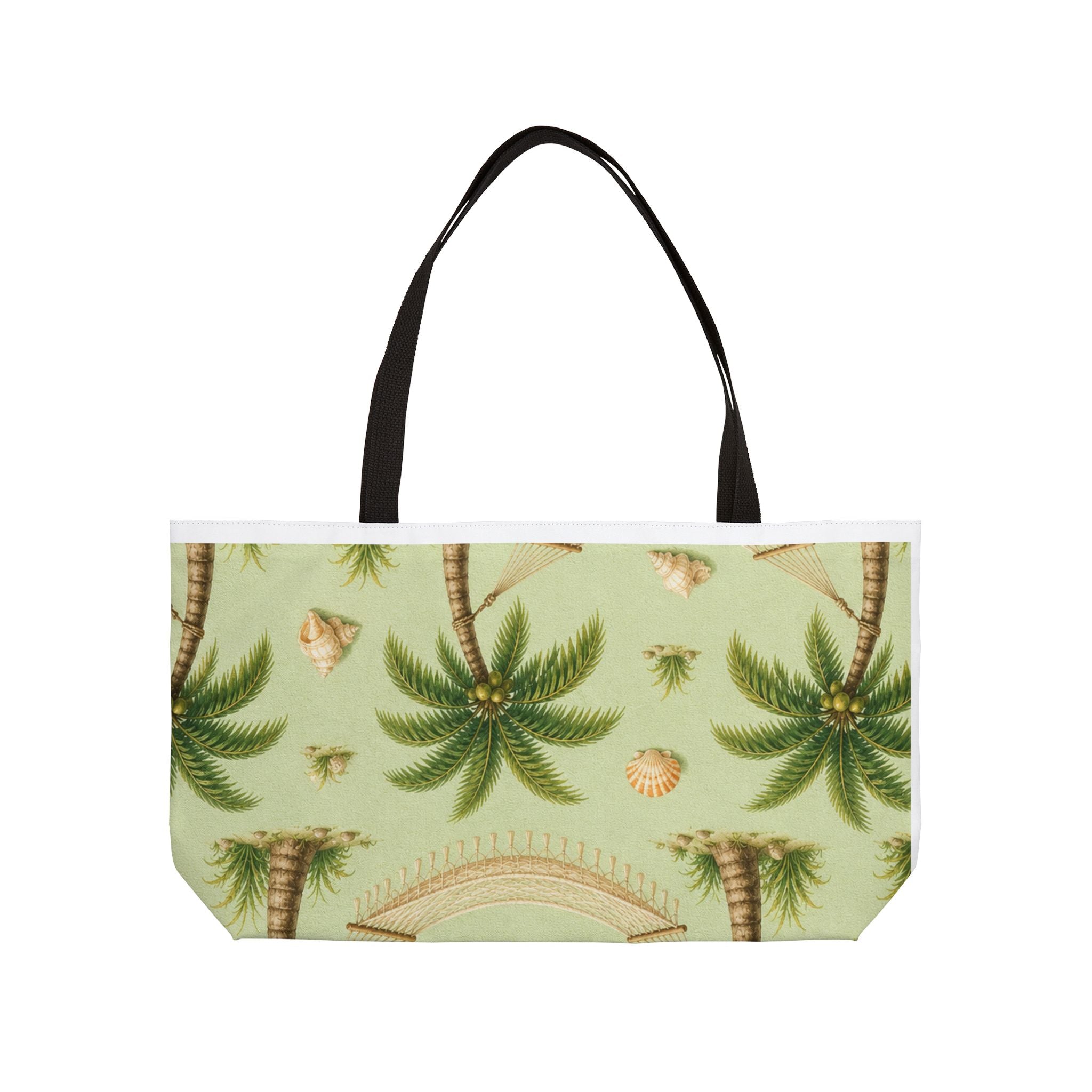 Tropical Palm Weekender Tote Bag — Hammock & Seashell Beach Print