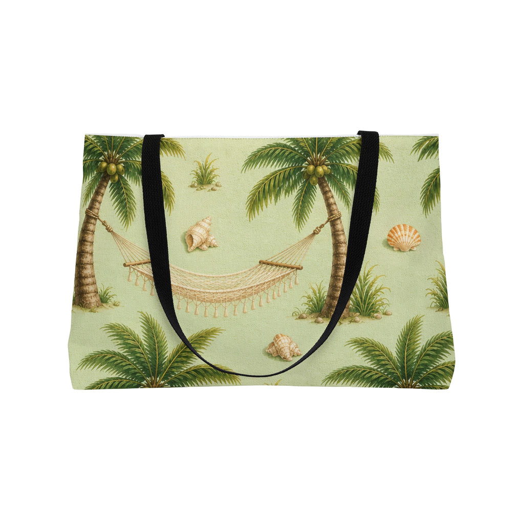 Tropical Palm Weekender Tote Bag — Hammock & Seashell Beach Print