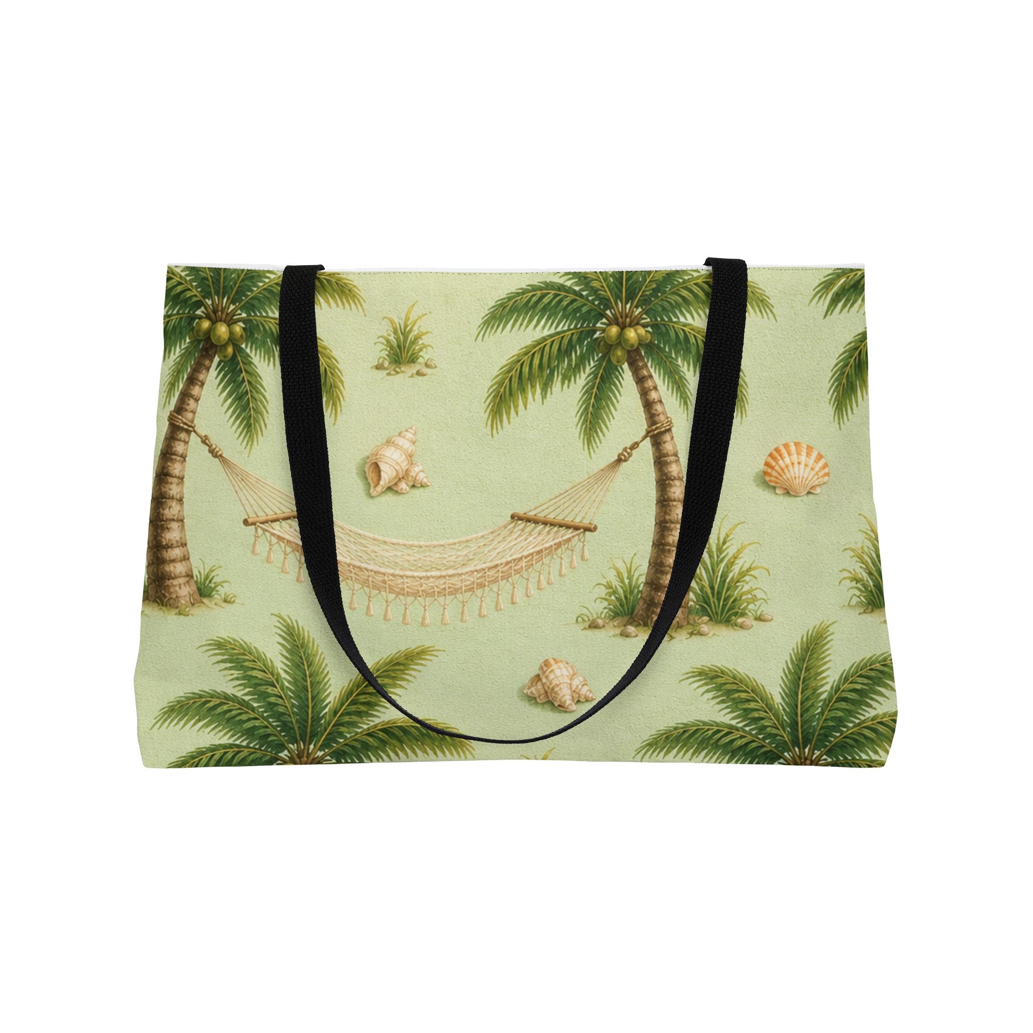 Tropical Palm Weekender Tote Bag — Hammock & Seashell Beach Print